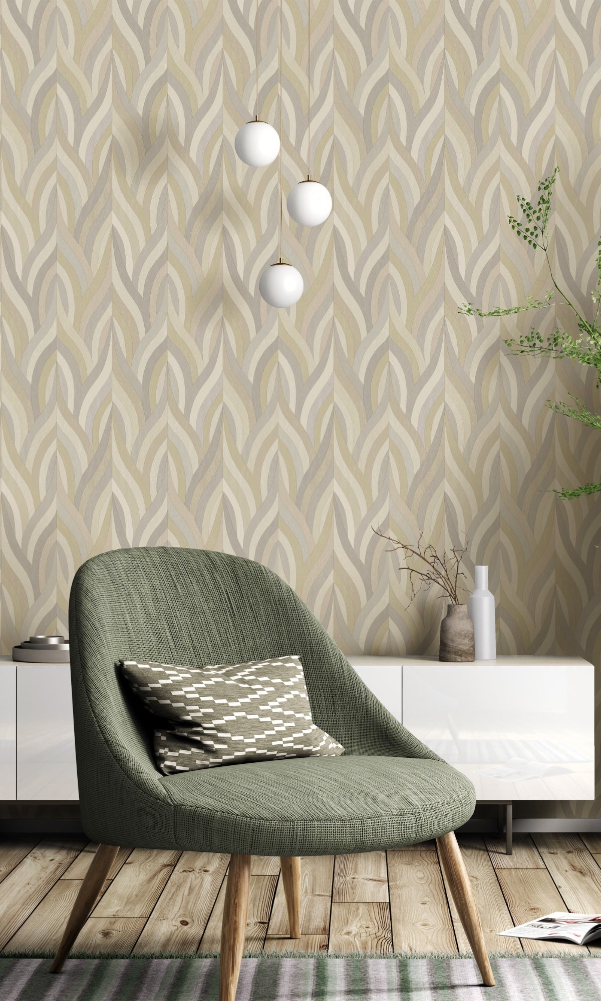 Neutral Interlacing Lines Geometric Wallpaper R8954