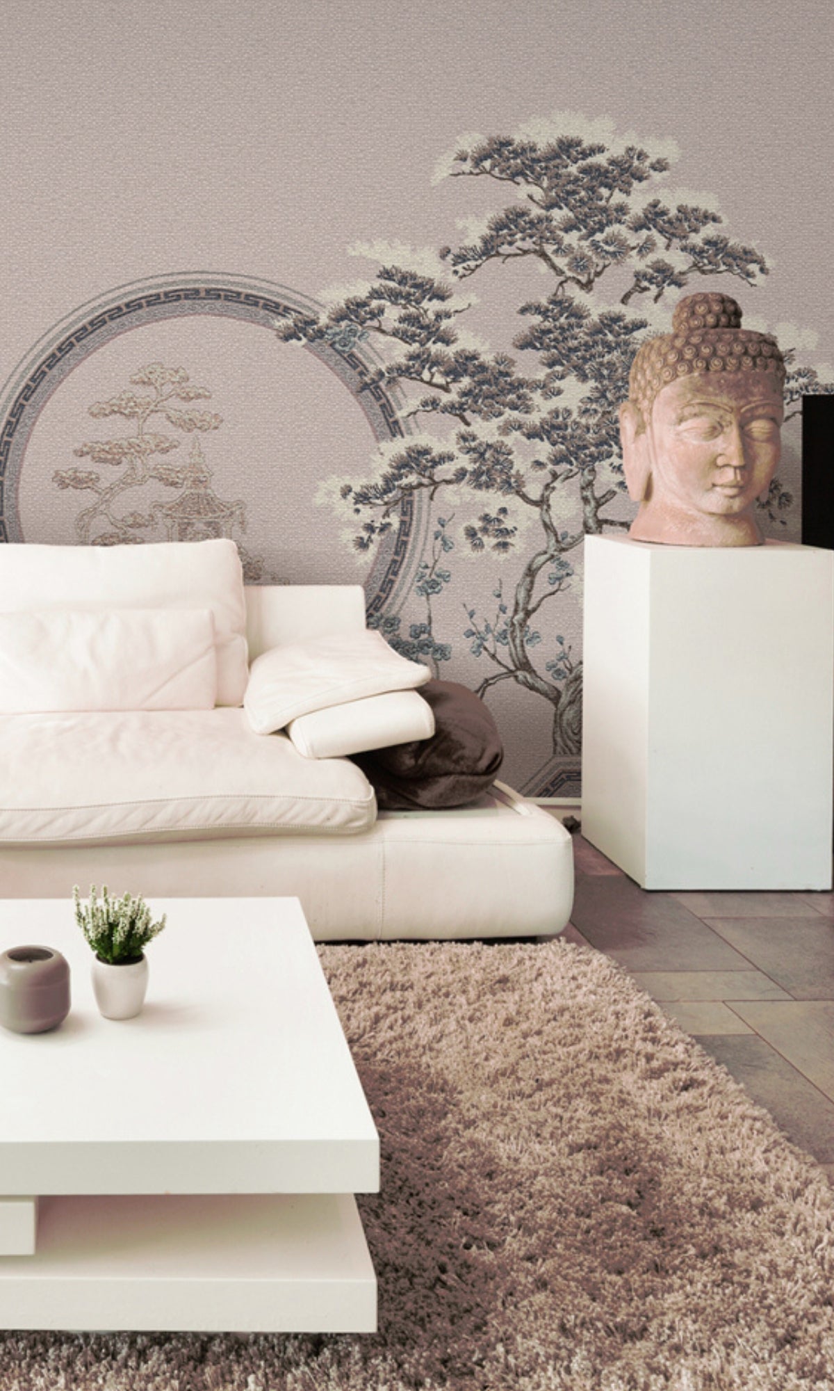 Neutral Japanese Trees Mural Wallpaper M1420