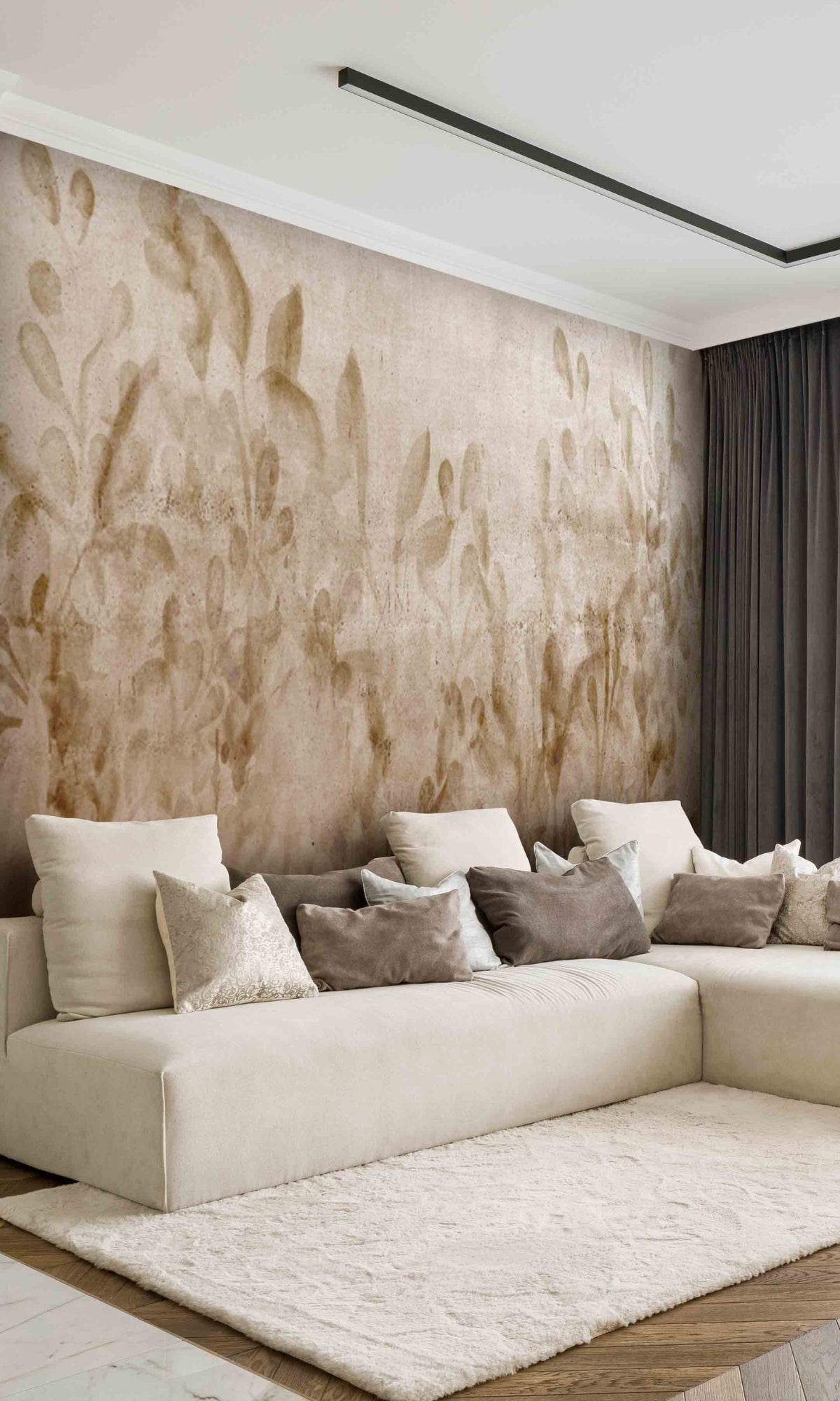 Neutral Lavender Flowers Mural Wallpaper M1334