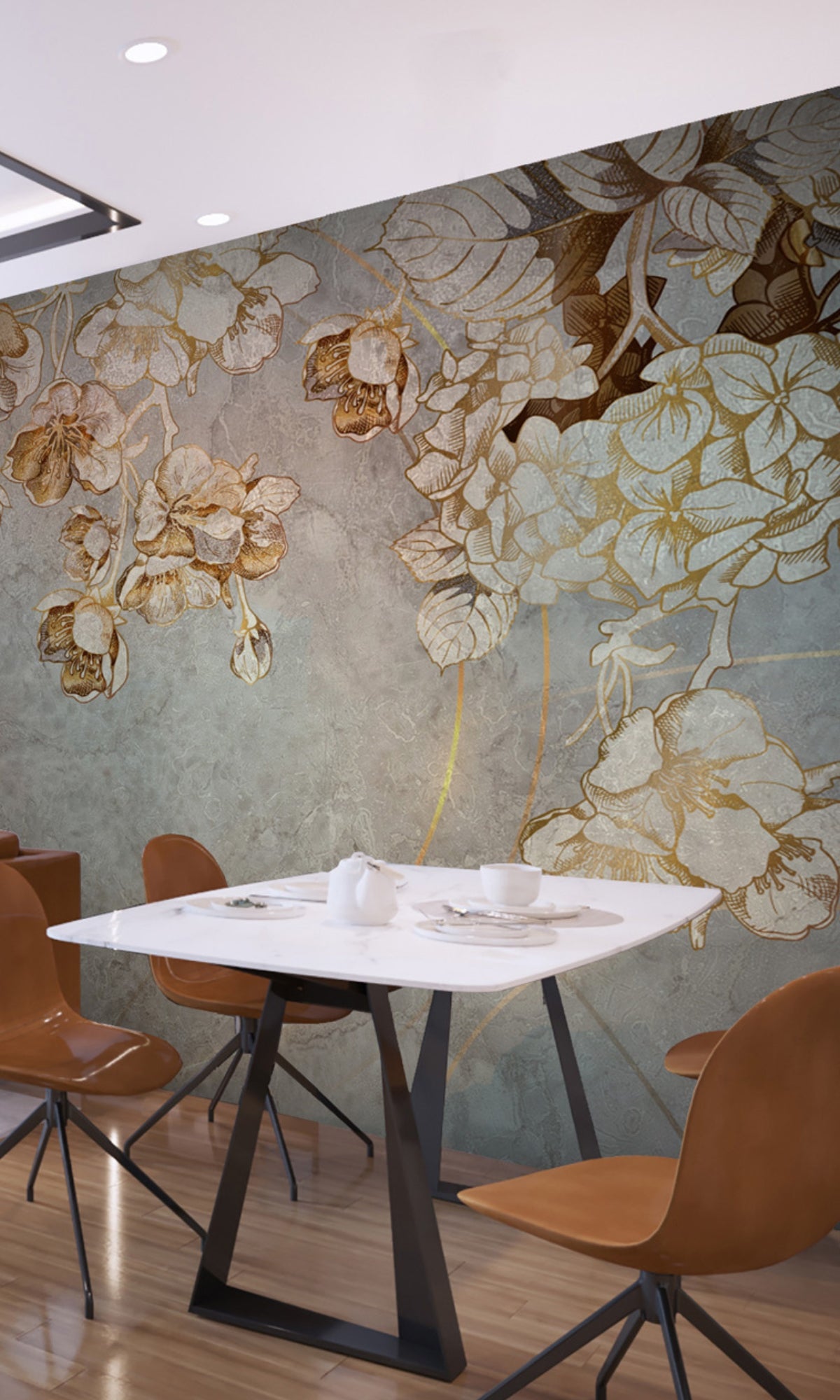 Neutral Spring Flowers Mural Wallpaper M1207-Sample