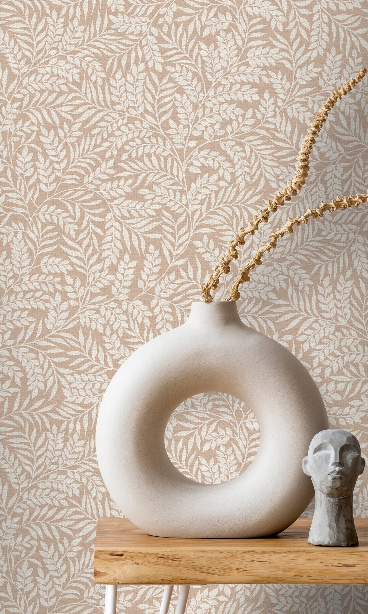 Orange Trailing Minimalist Leaves Tropical Wallpaper R8807