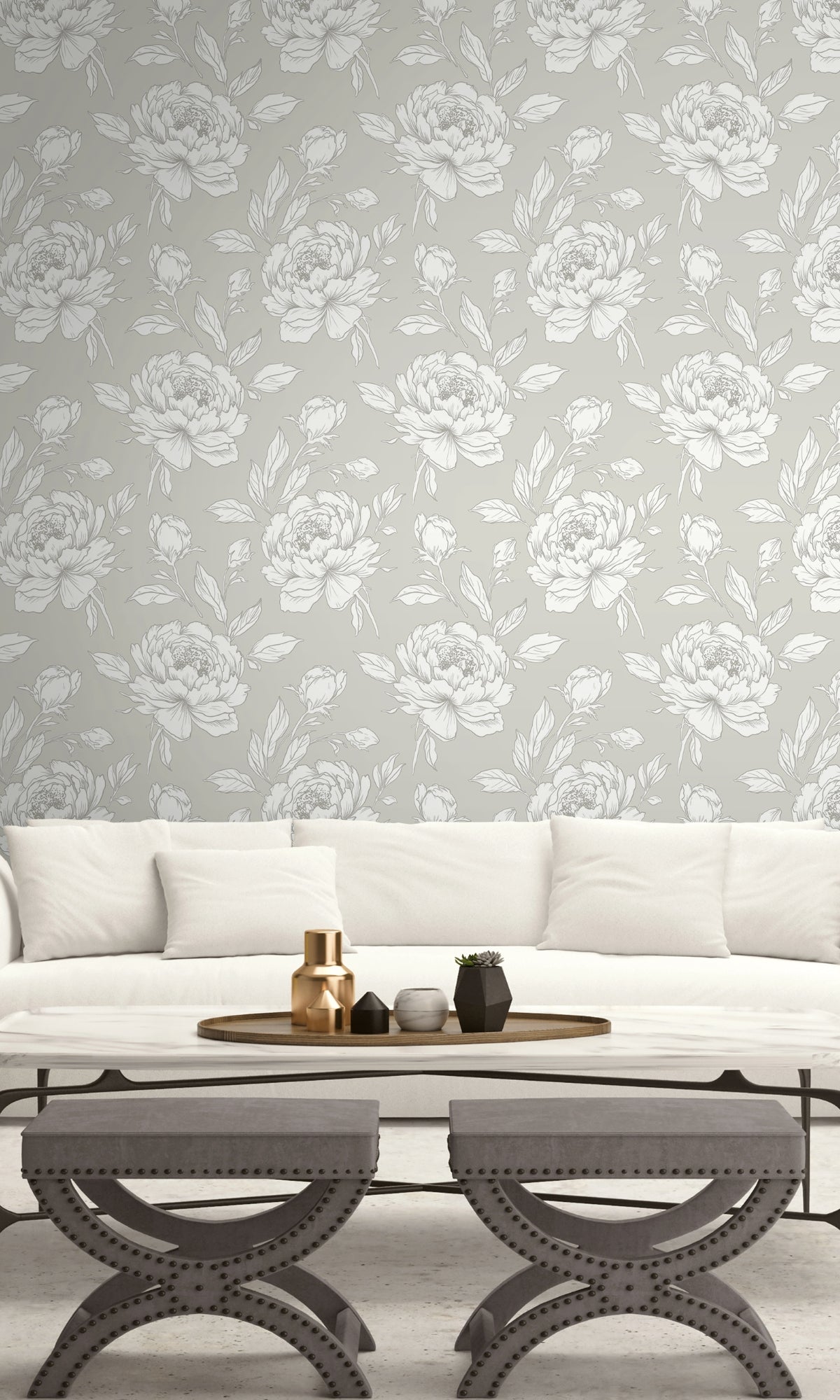 Pale Oak Bold Floral Abstract  Design Wallpaper R8507