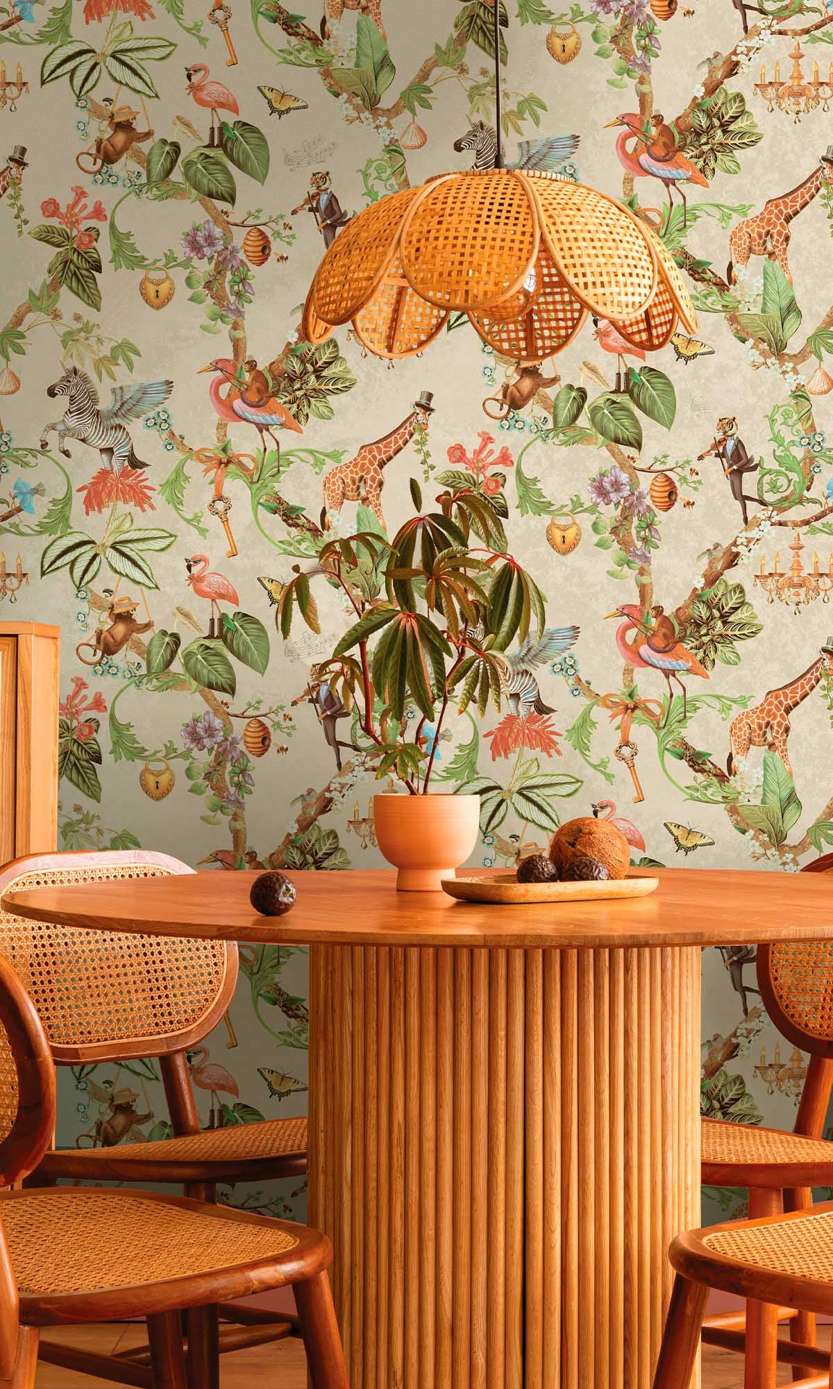 Beige Magical Safari Wallpaper R10093