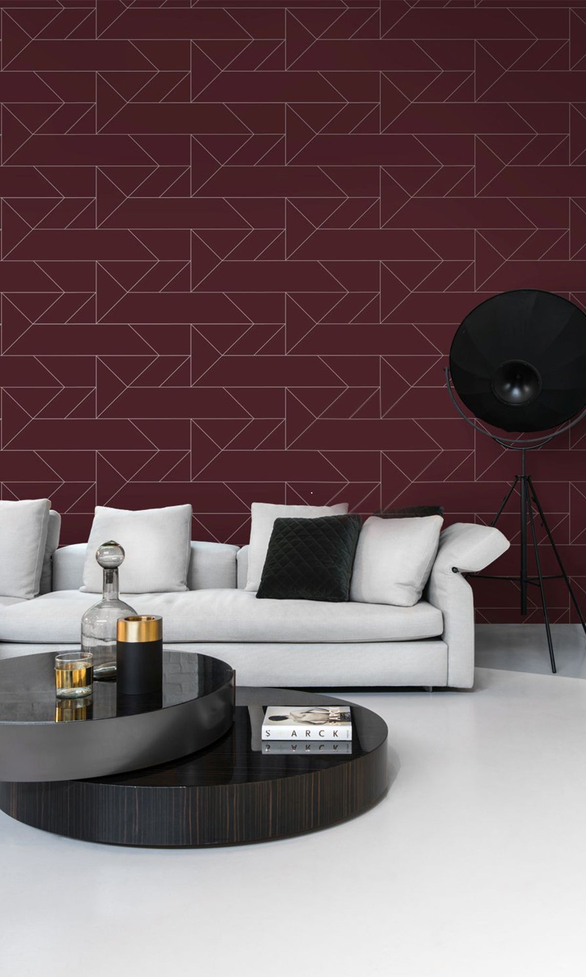 Maroon Graphic Line Geometric Wallpaper  R8346