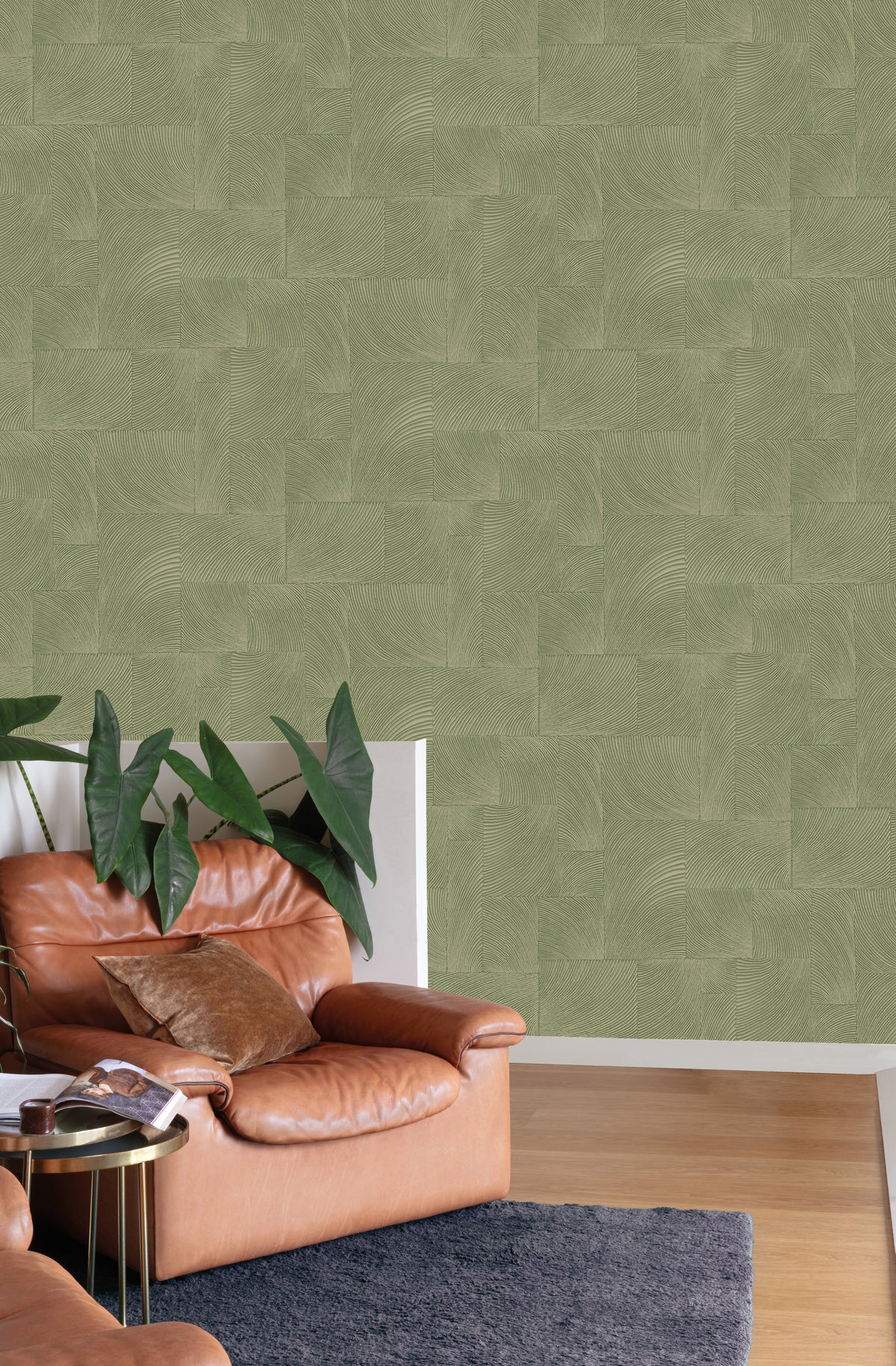 Green Abstract Geometric Waves Wallpaper R9320