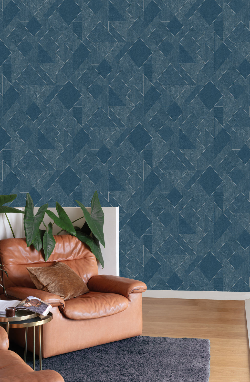 Textured Geometric Design For Walls Reference: Blue Textured Geometric Diamond R9323