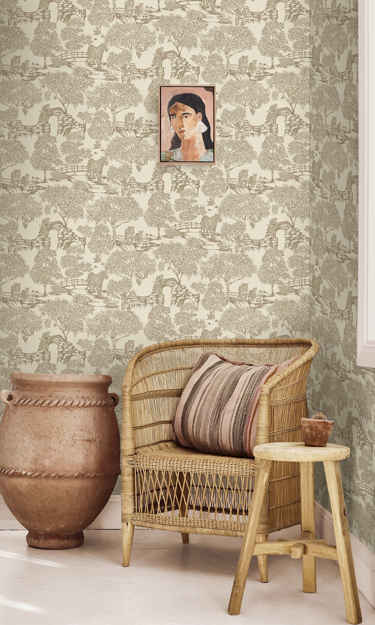 Neutral Enchanting Wildlife Landscape Wallpaper R9597