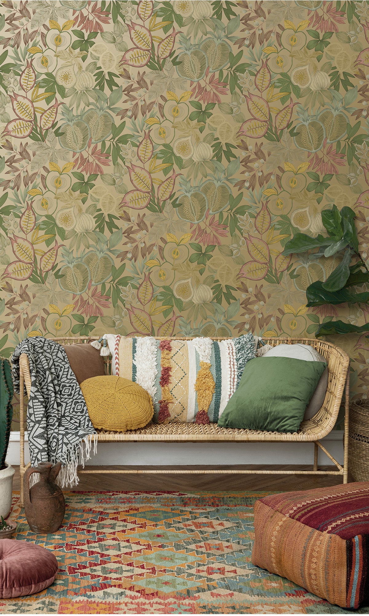Gold Vibrant Botanical Foliage Wallpaper R9613