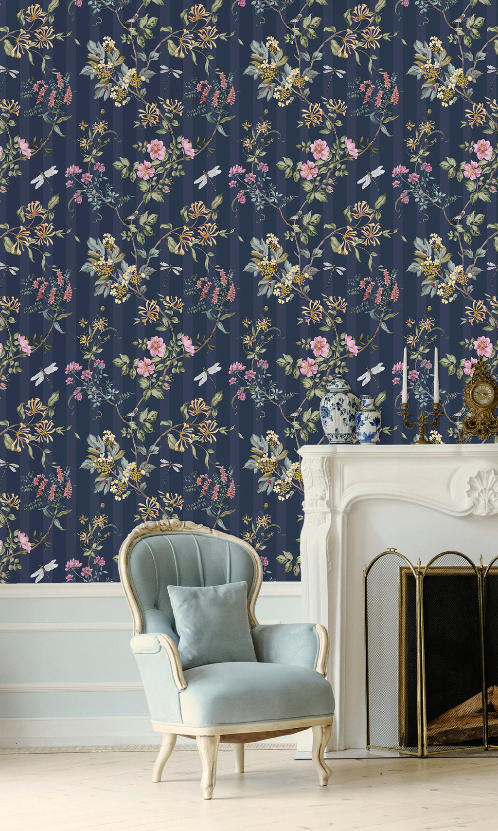 Navy Multi Spring Meadow Floral Trail Wallpaper R9651 – Walls Republic US
