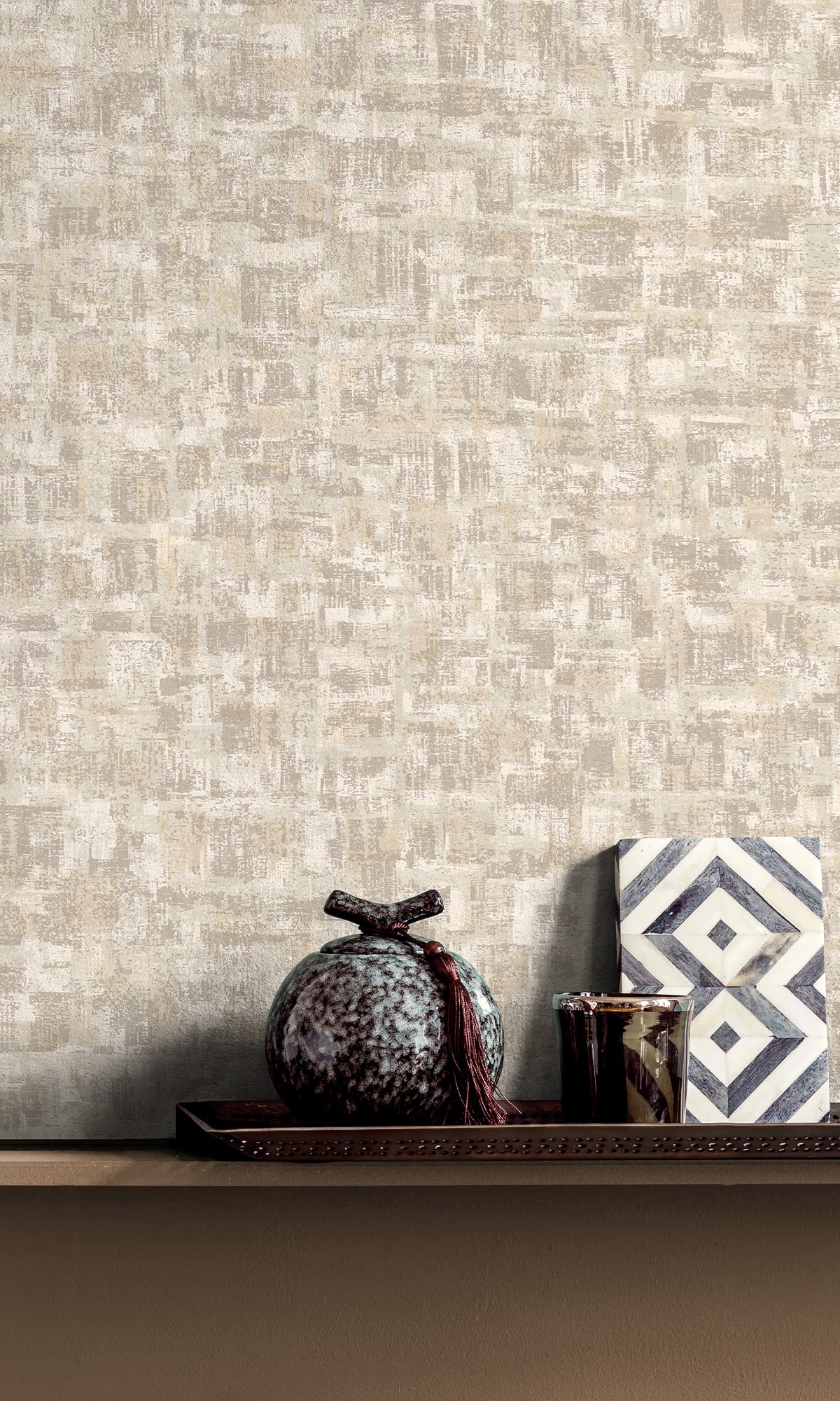 Dove Brushed Block Textured Wallpaper R9708