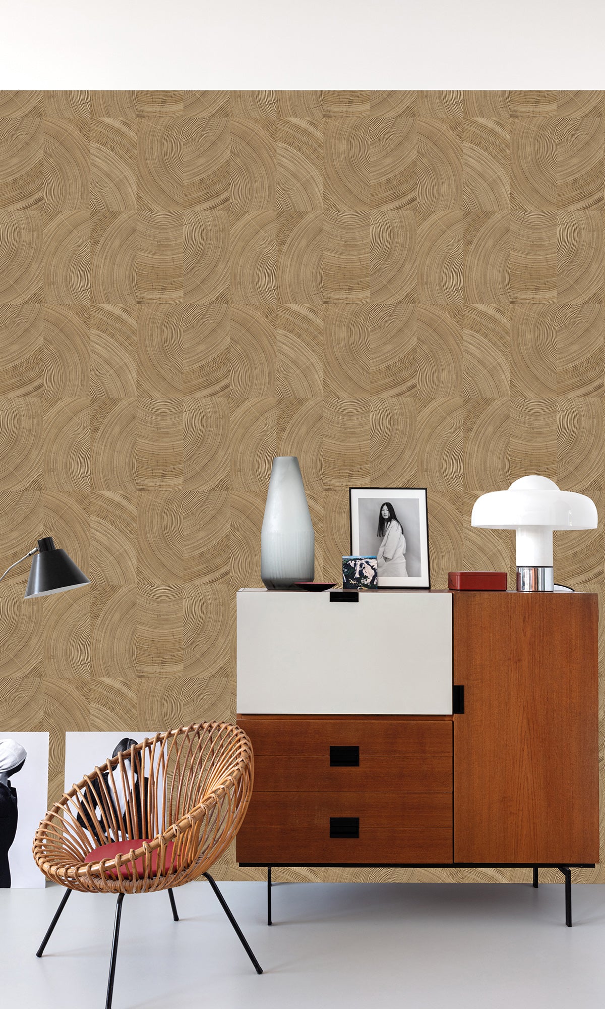 Sandal Collaged Tree Cross Section Wallpaper R9729
