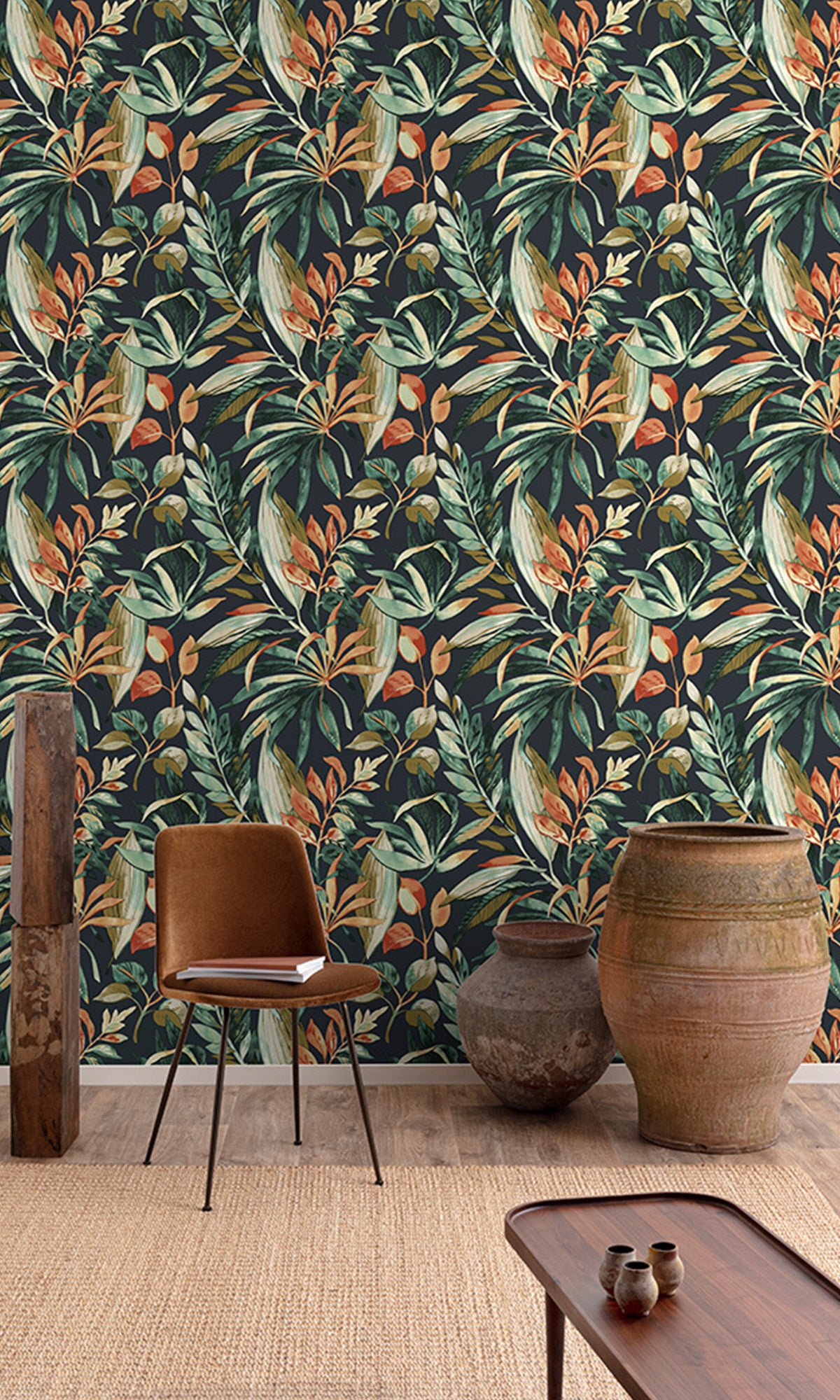 Cofferfield/Charcoal Branch/ Leaves Motives Wallpaper R9732
