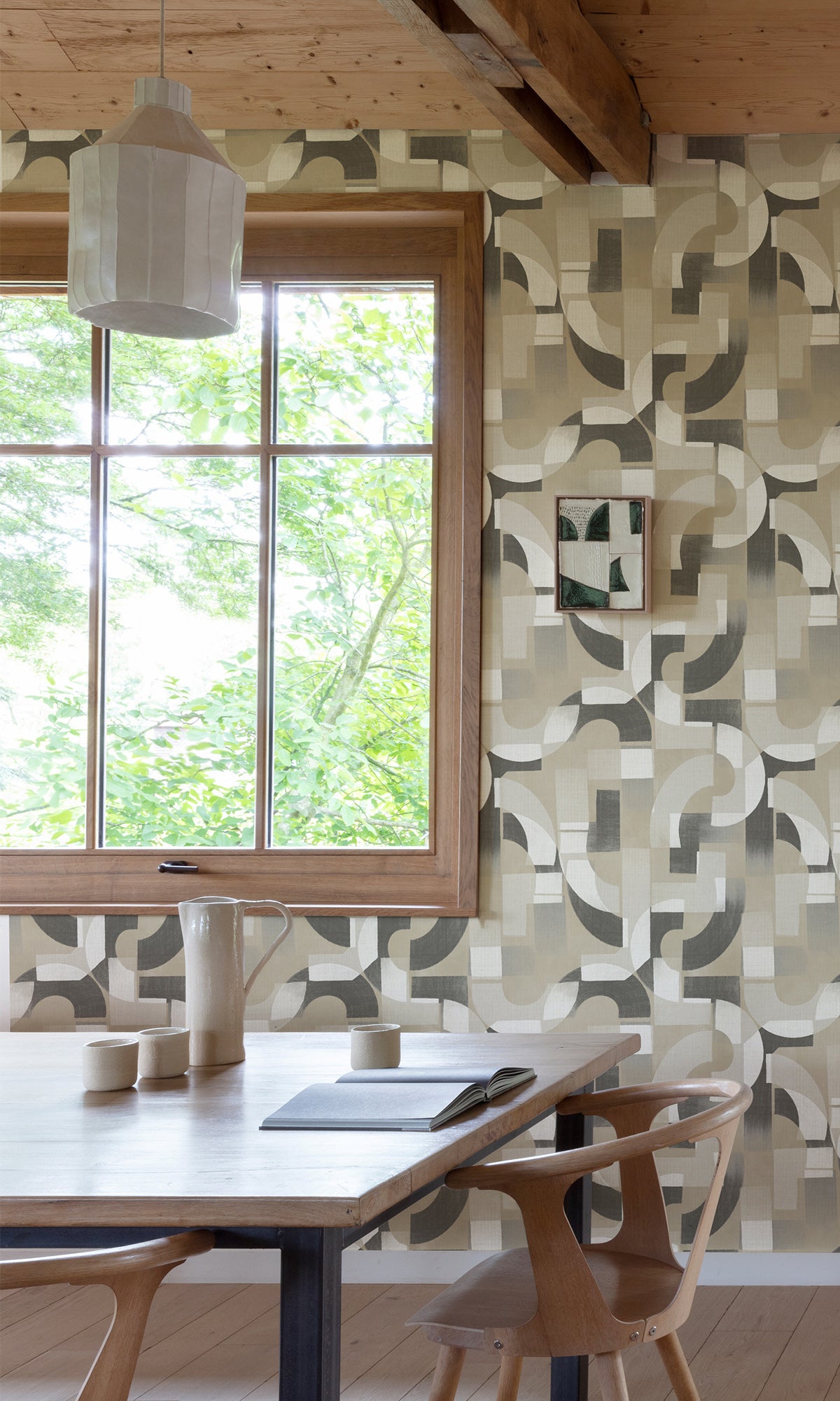Bison Hide/Ironside Grey Geometric Collage Wallpaper R9737
