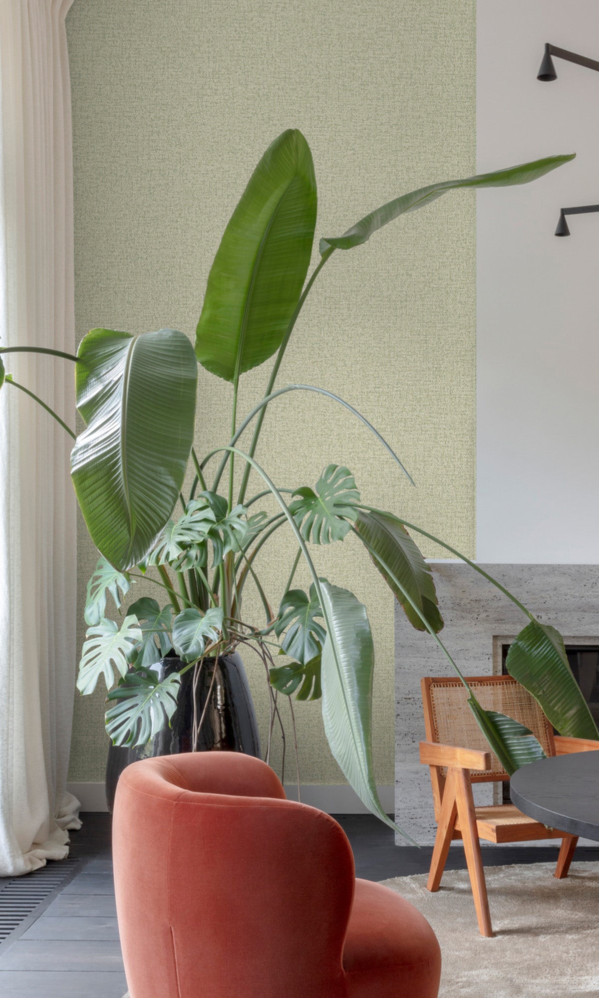 Fog Green Abstract Plain Weave Wallpaper R9758