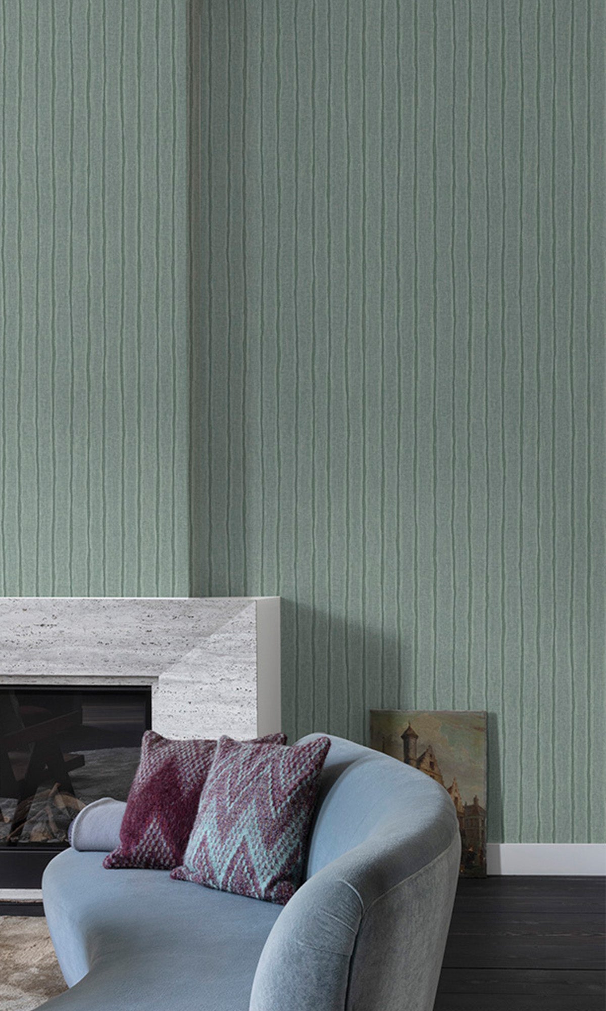 Spruce Shade Uneven Stripe Wallpaper R9792