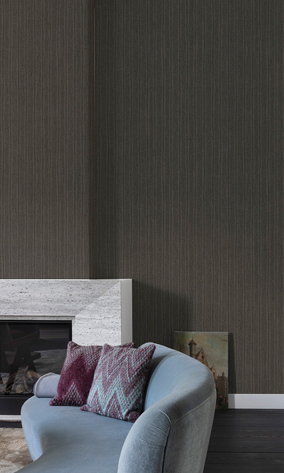 Deep Walnut Uneven Stripe Wallpaper R9794