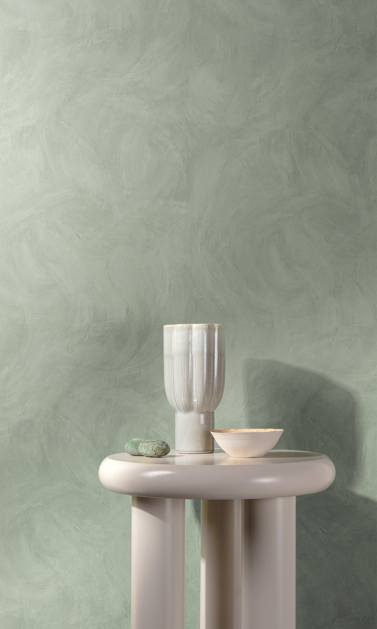 Green Tea Leaf Faux Concrete Wallpaper R9834