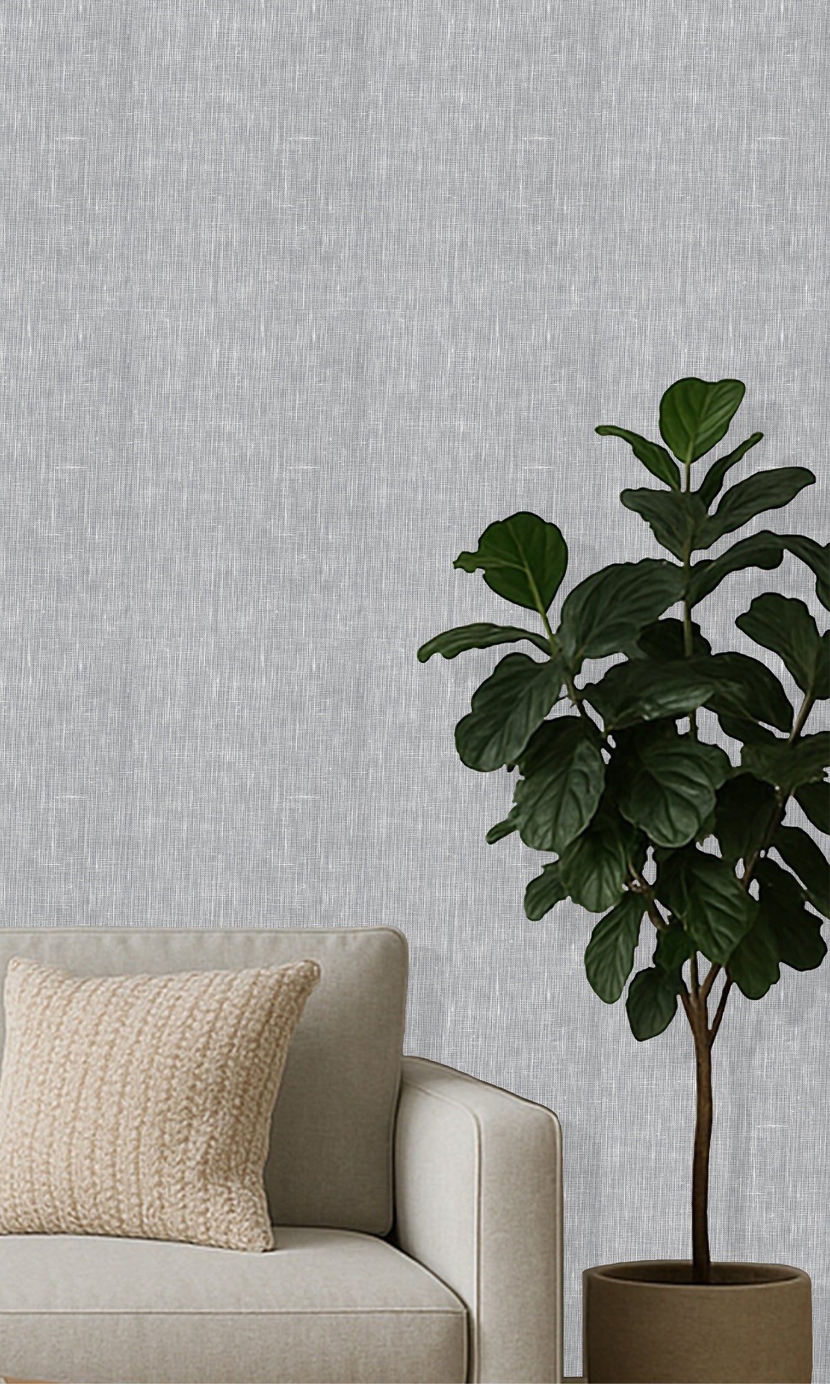 Formal Grey Linen Weave Wallpaper R9839