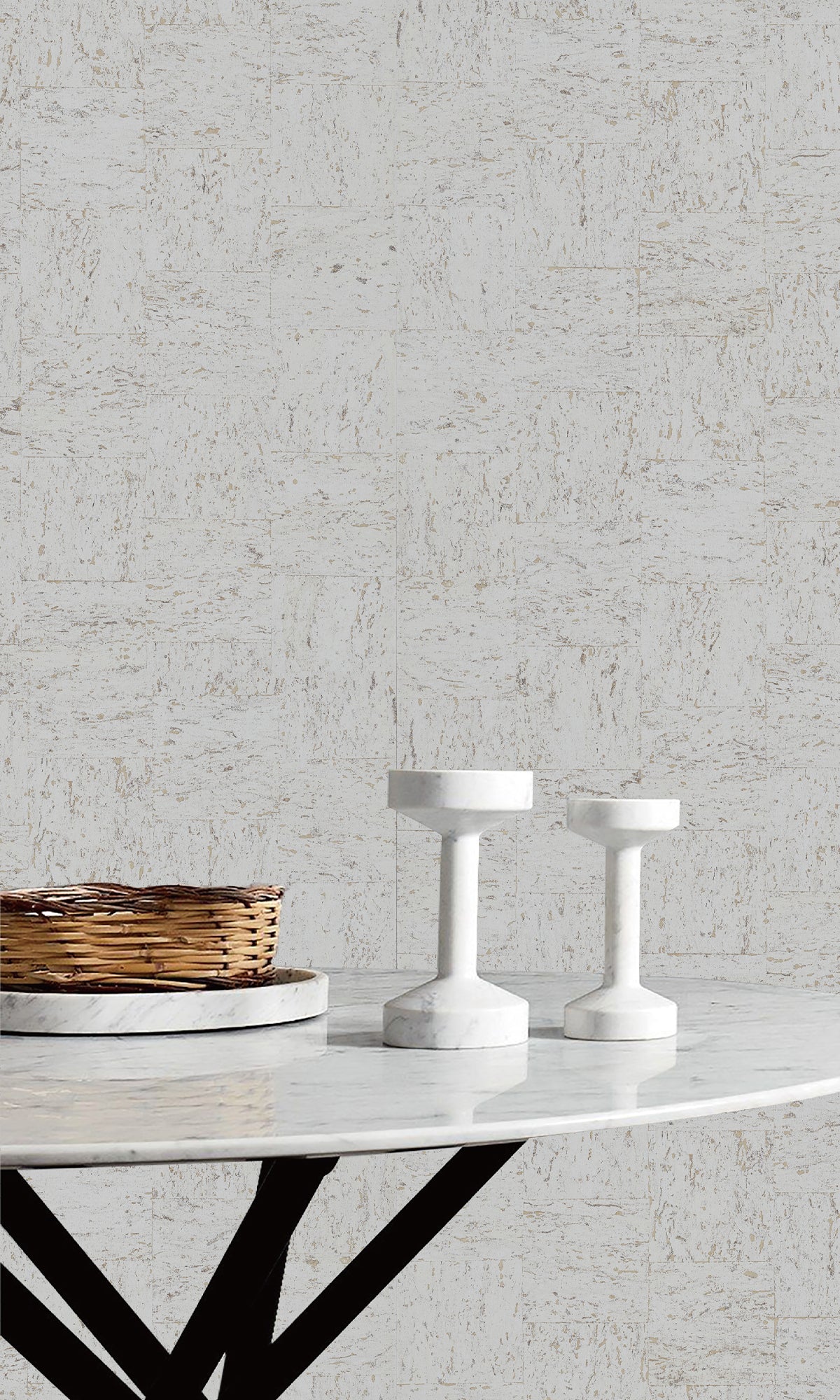 Warm white Abstract Collaged Cork Wallpaper R9851