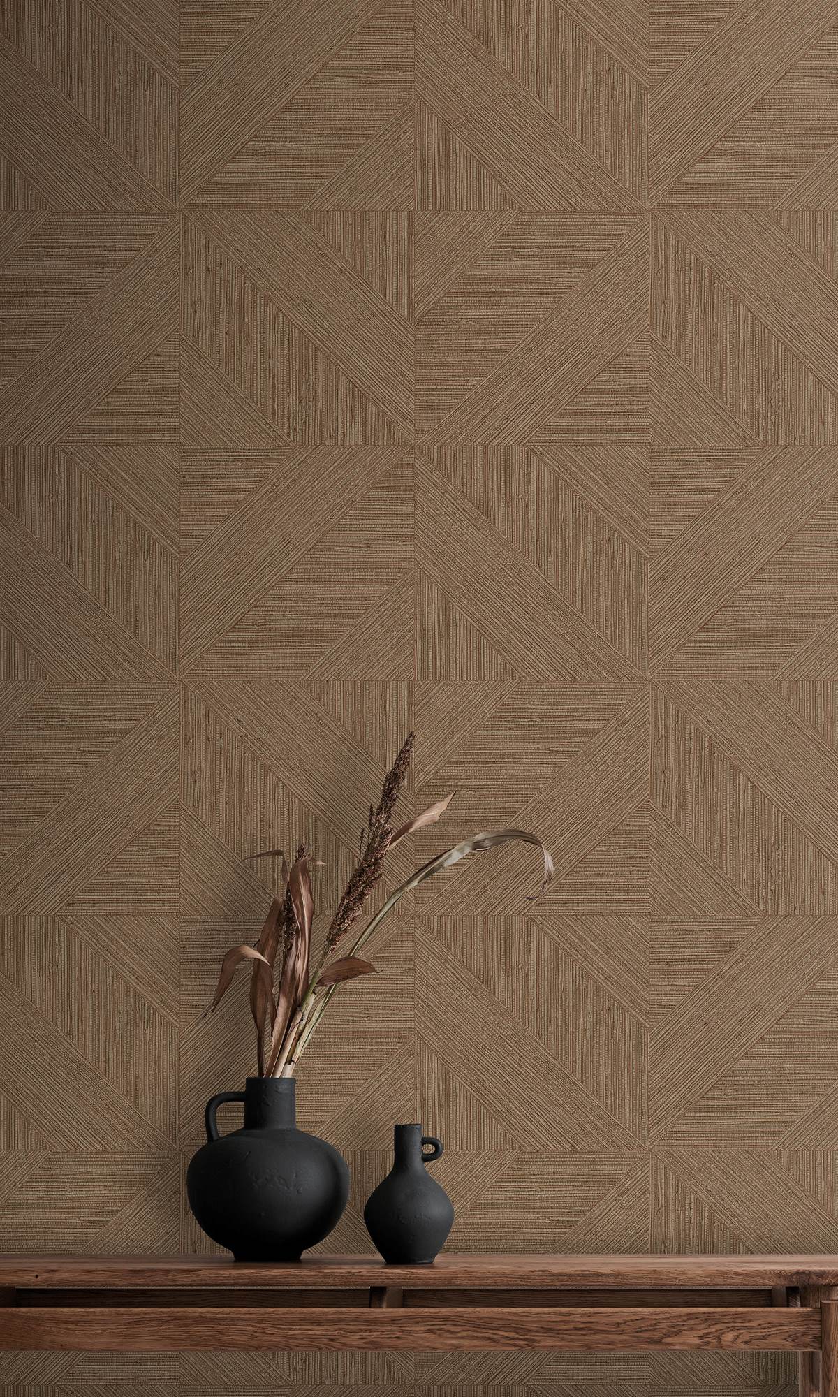 Centaur Brown Tiled Faux Grasscloth Print Wallpaper R9876