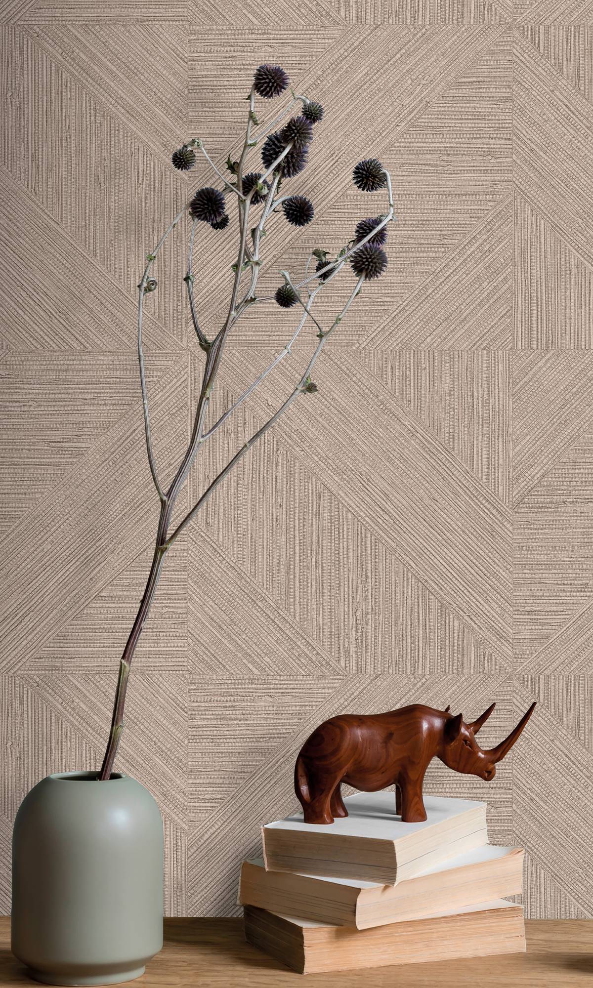 Dijon Brown Tiled Faux Grasscloth Print Wallpaper R9880