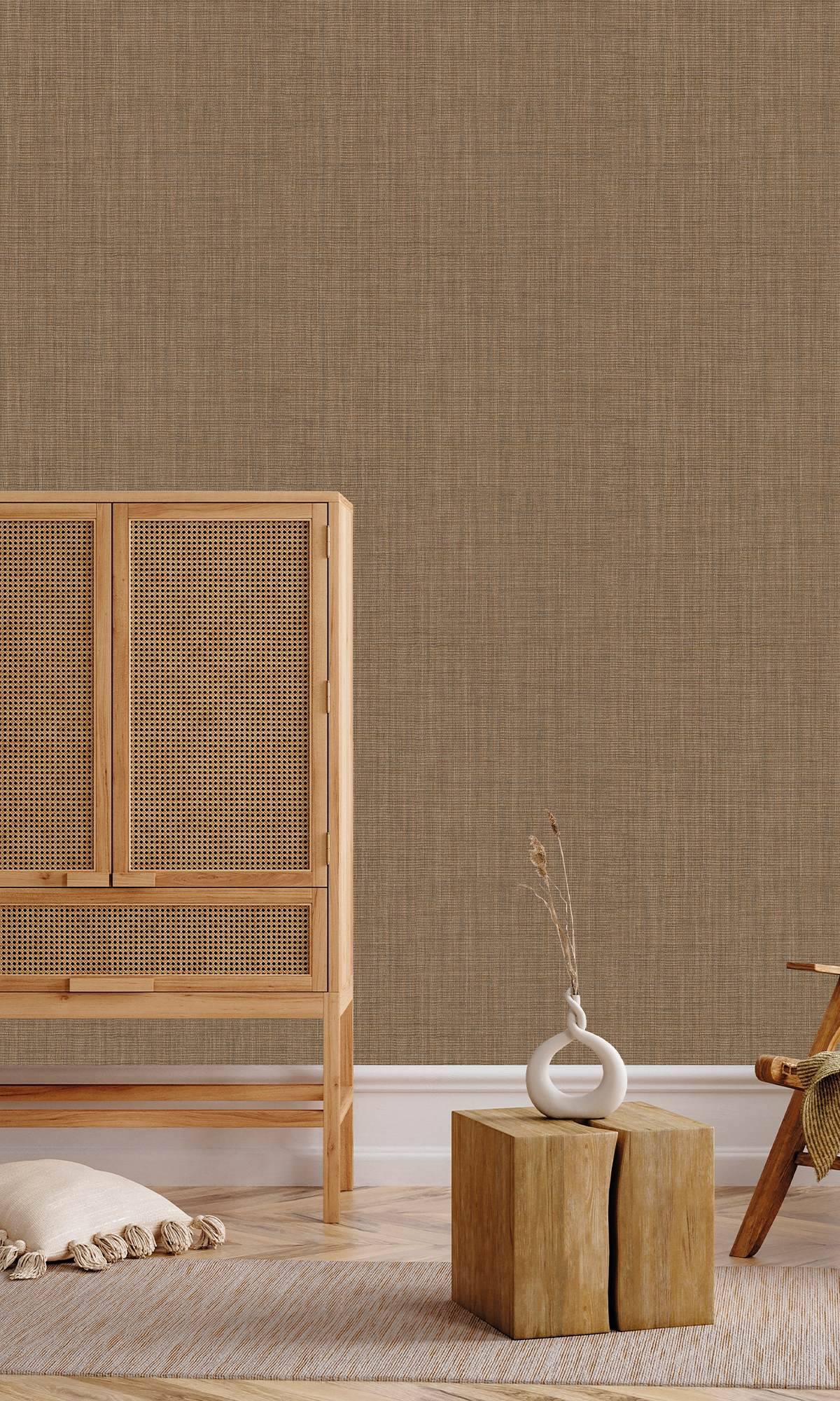 Heavy Ochre Textile Print Wallpaper R9886