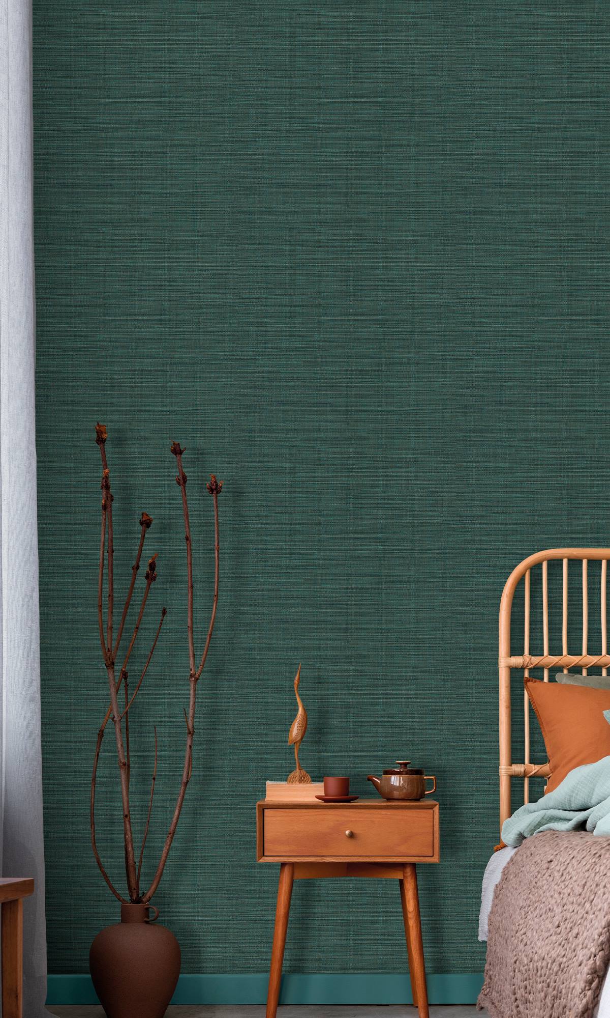 Celadon Green Faux Linen Weave Wallpaper R9894