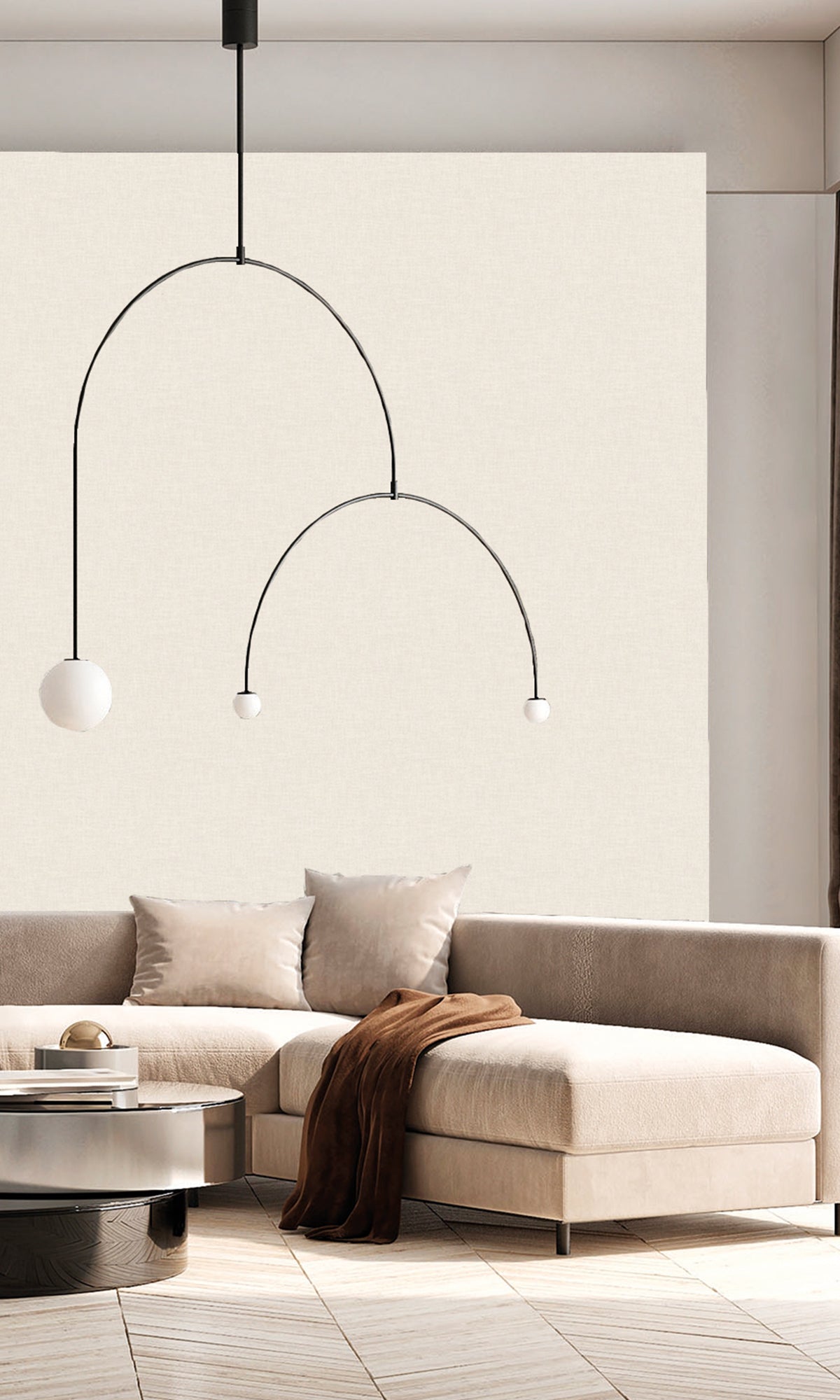 Ivory Mist Wavy Textile Plain Wallpaper R9952