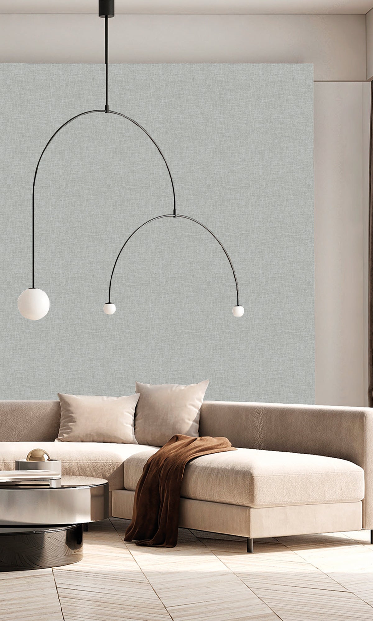 Silver Chalice Wavy Textile Plain Wallpaper R9959