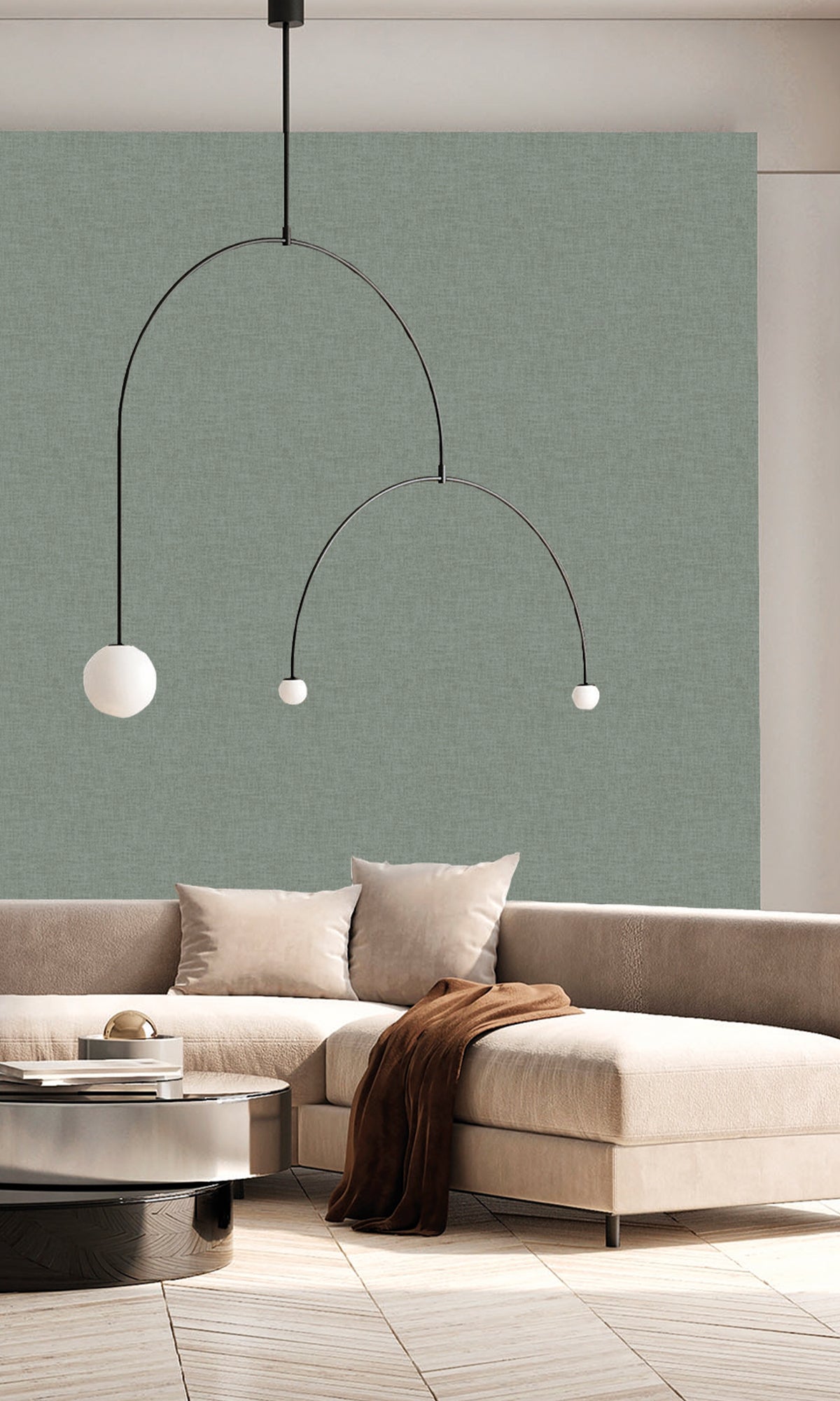 Mountain Moss Wavy Textile Plain Wallpaper R9960