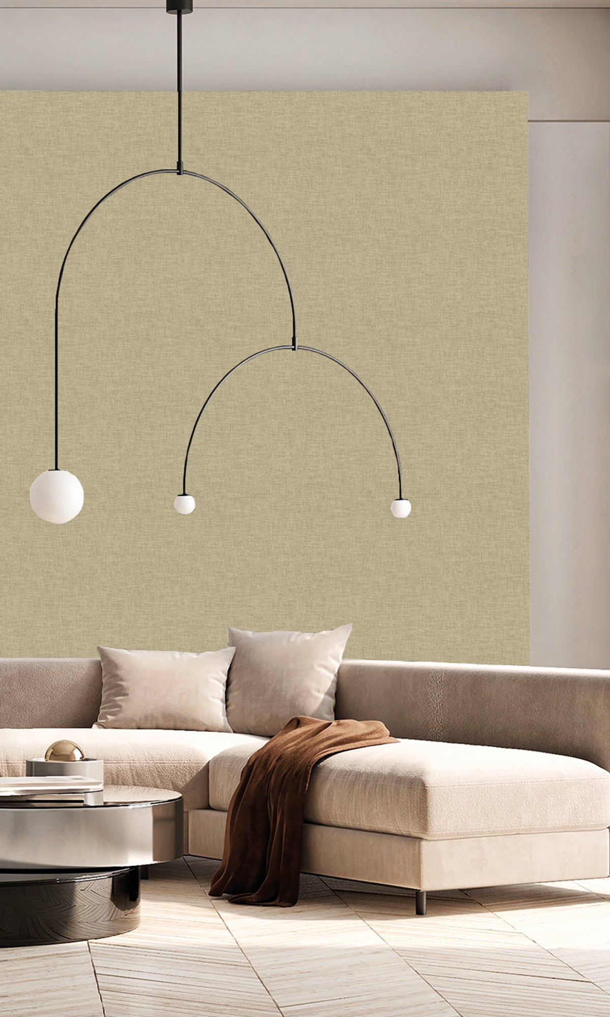 Sepia Stone Wavy Textile Plain Wallpaper R9961