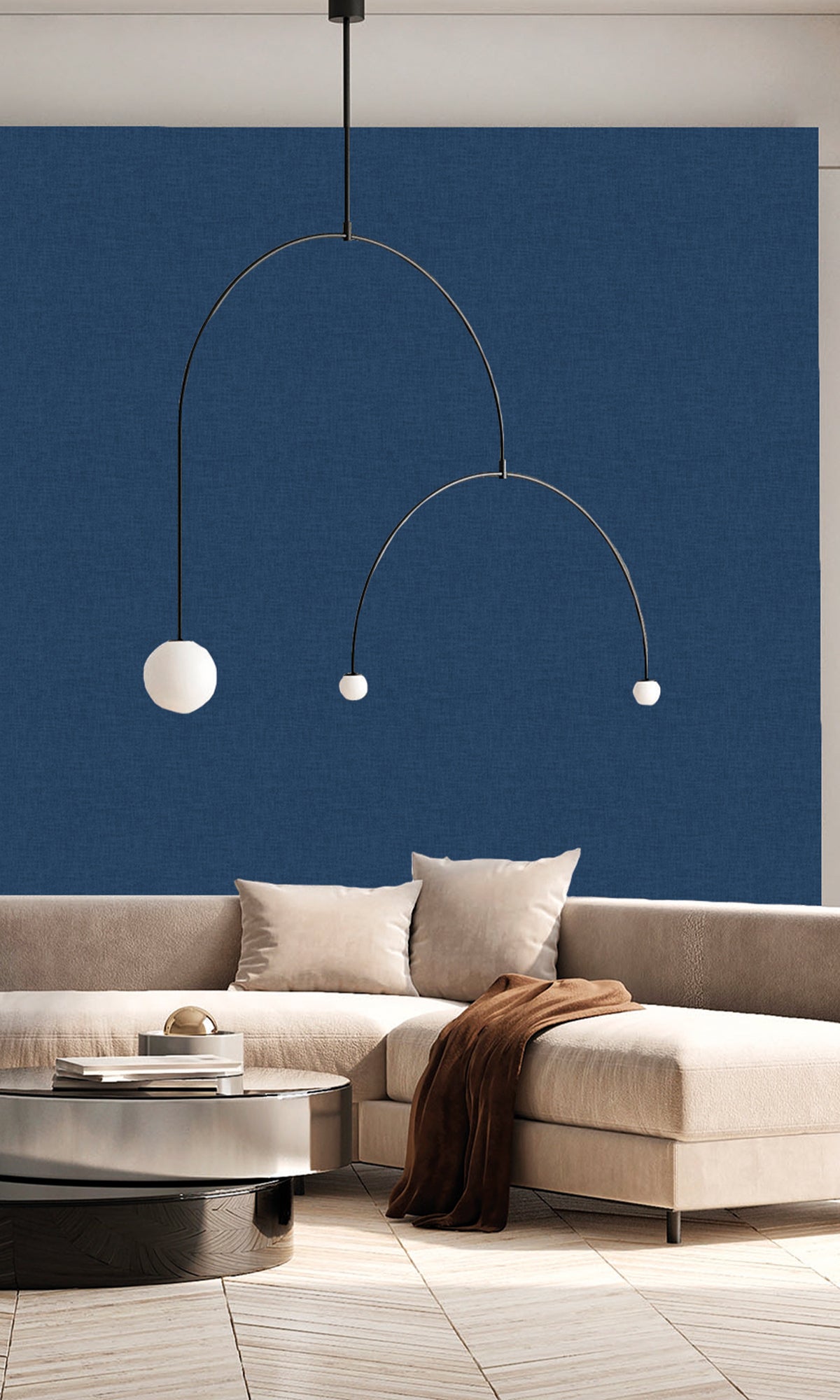 Celestial Blue Wavy Textile Plain Wallpaper R9963