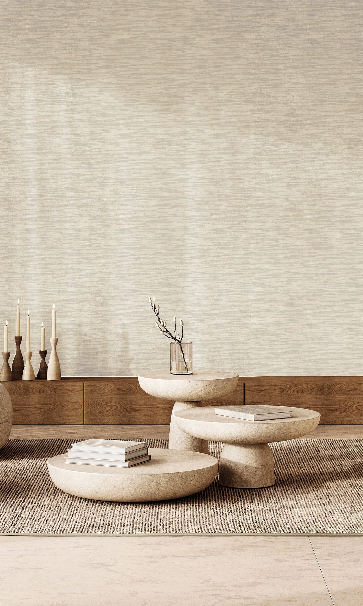 Pastel Grey & Sandy Ash Horizon Wave Wallpaper R9969