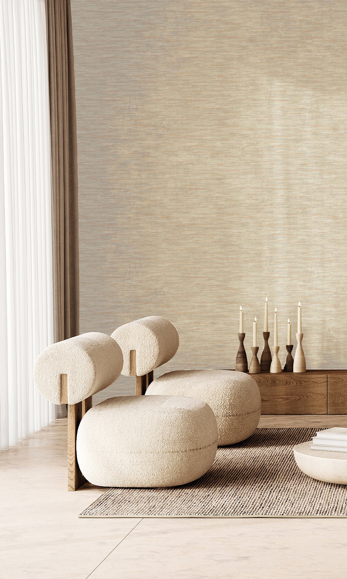 Honey Peach & Oyster Haze Horizon Wave Wallpaper R9970