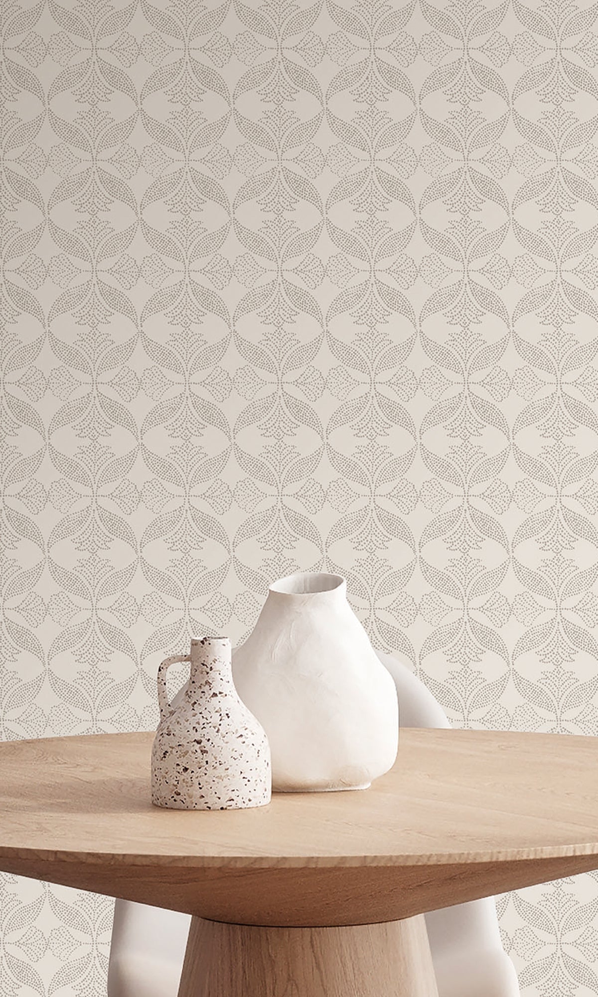 Narvik Beige Ornamental Ogee Wallpaper R9972