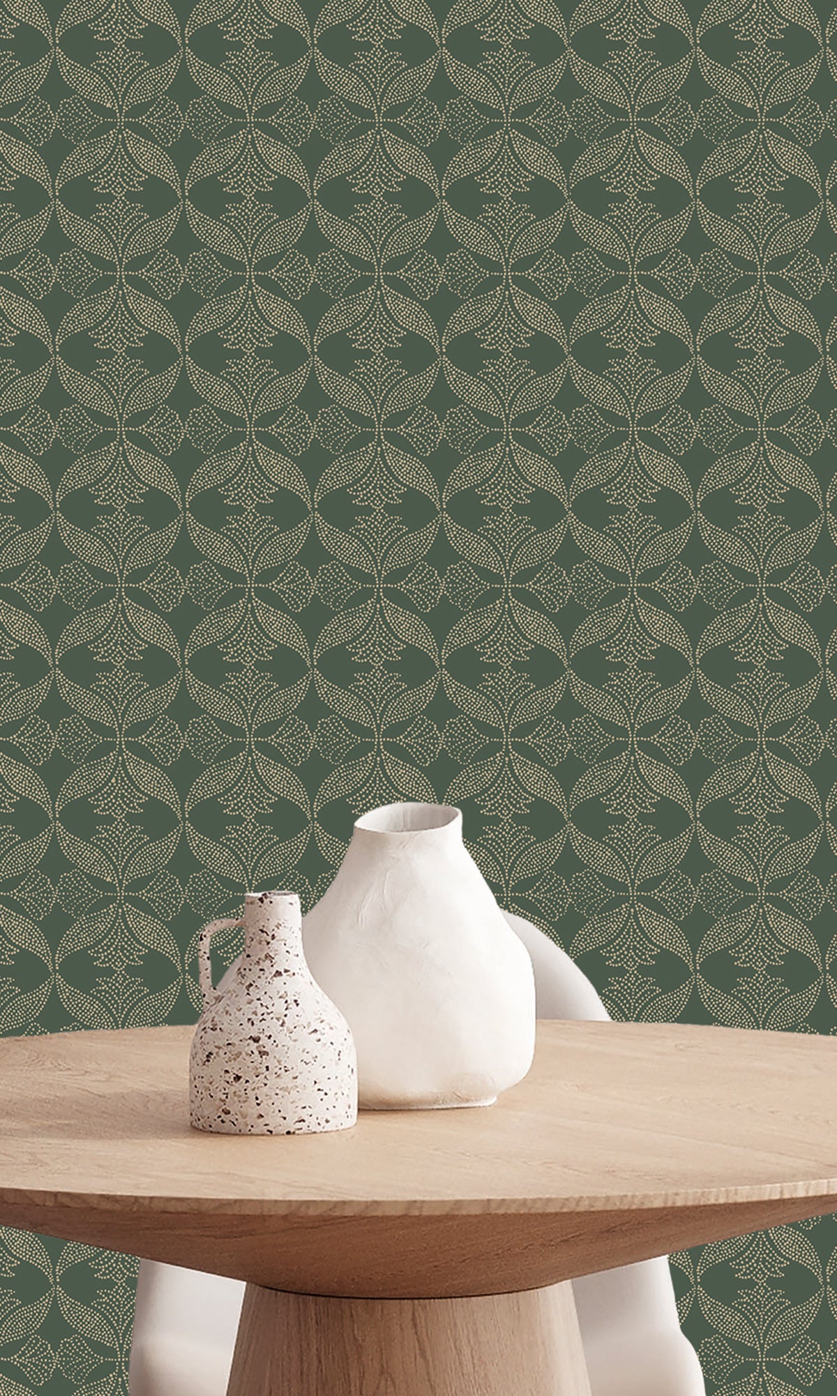 Deep Sea Shadow Ornamental Ogee Wallpaper R9973