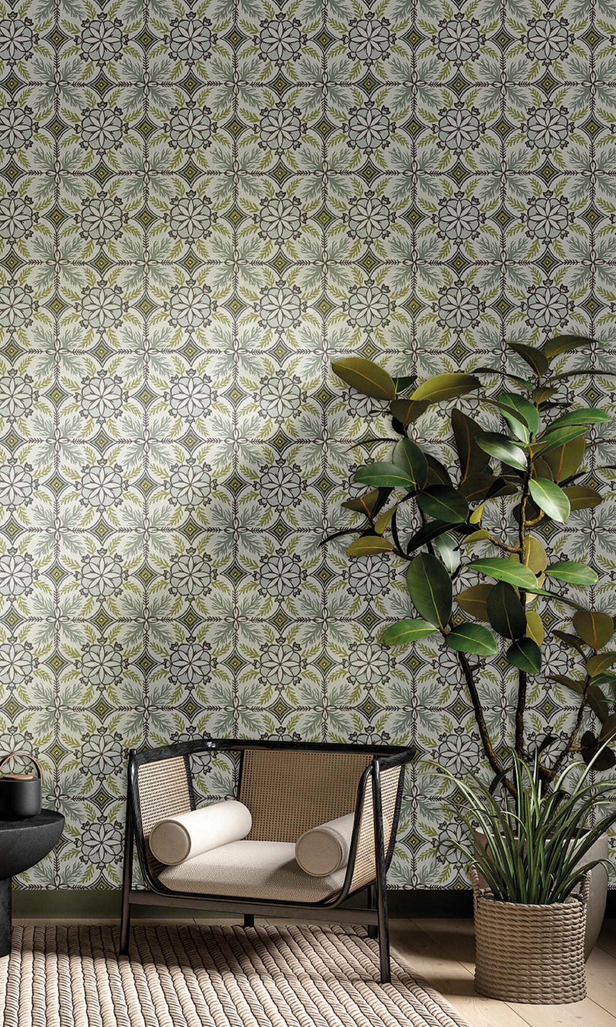 Arctic Fog & Tea Leaf Moroccan Tiles Wallpaper R9977 – Walls