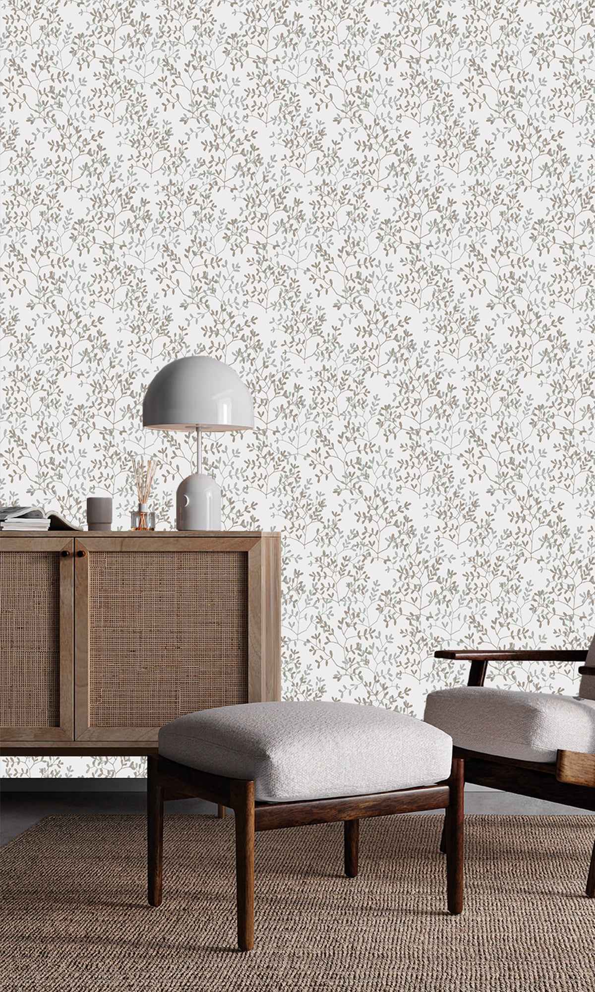Southern Pine & Coronation Gray Dual Toned Branches Wallpaper R9979