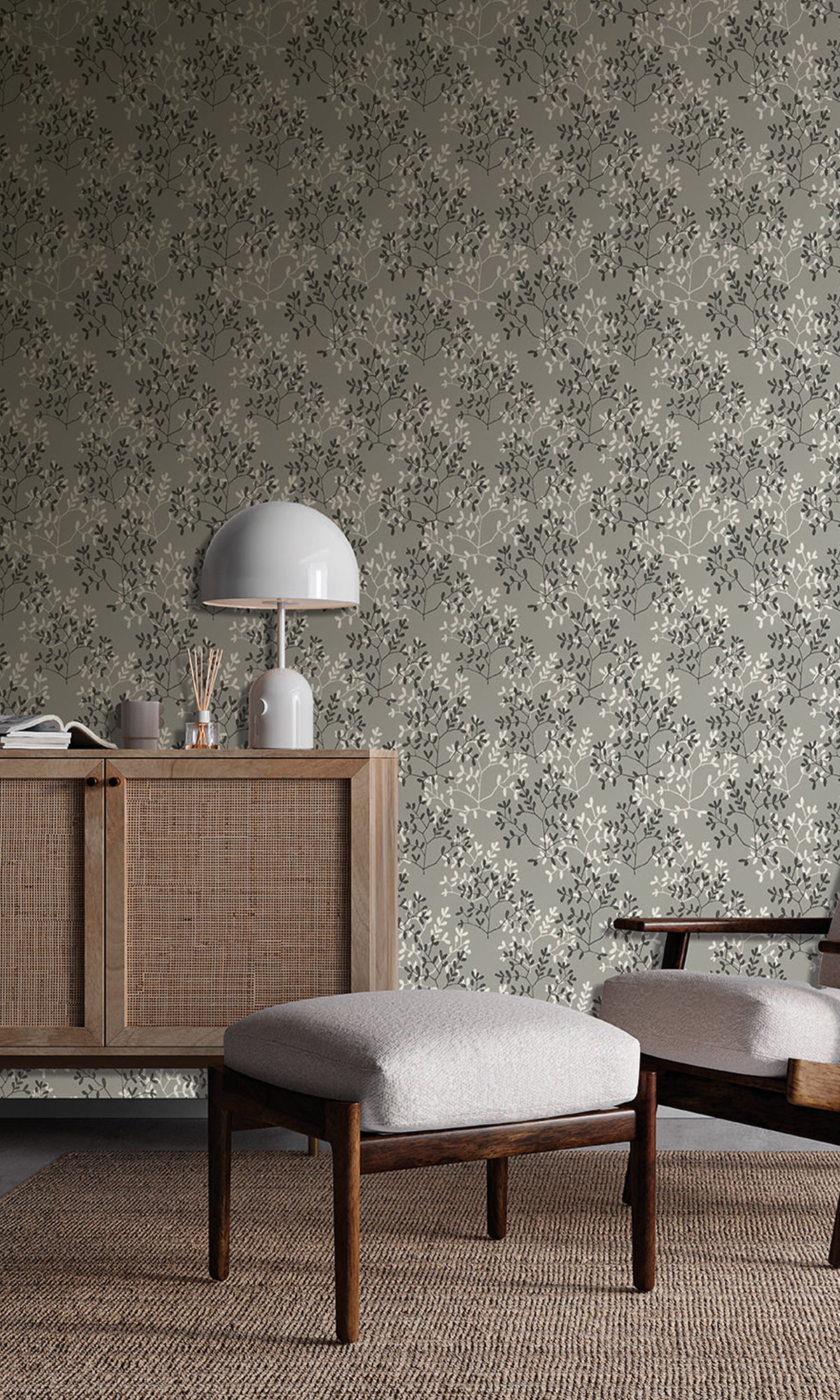 Friar Grey & Black Oak Dual Toned Branches Wallpaper R9981