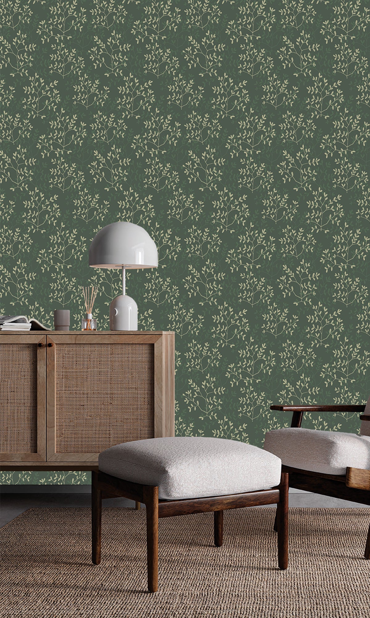 Deep Sea Shadow & Prairie Grey Dual Toned Branches Wallpaper R9982