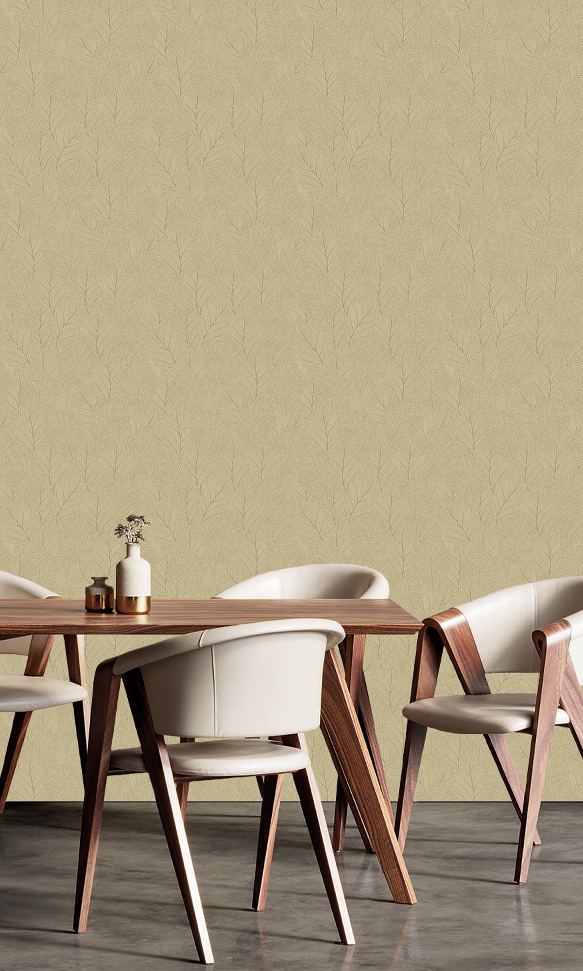 Canary Grass & Sweet Sparrow Pressed Quercus Leaves Wallpaper R9984