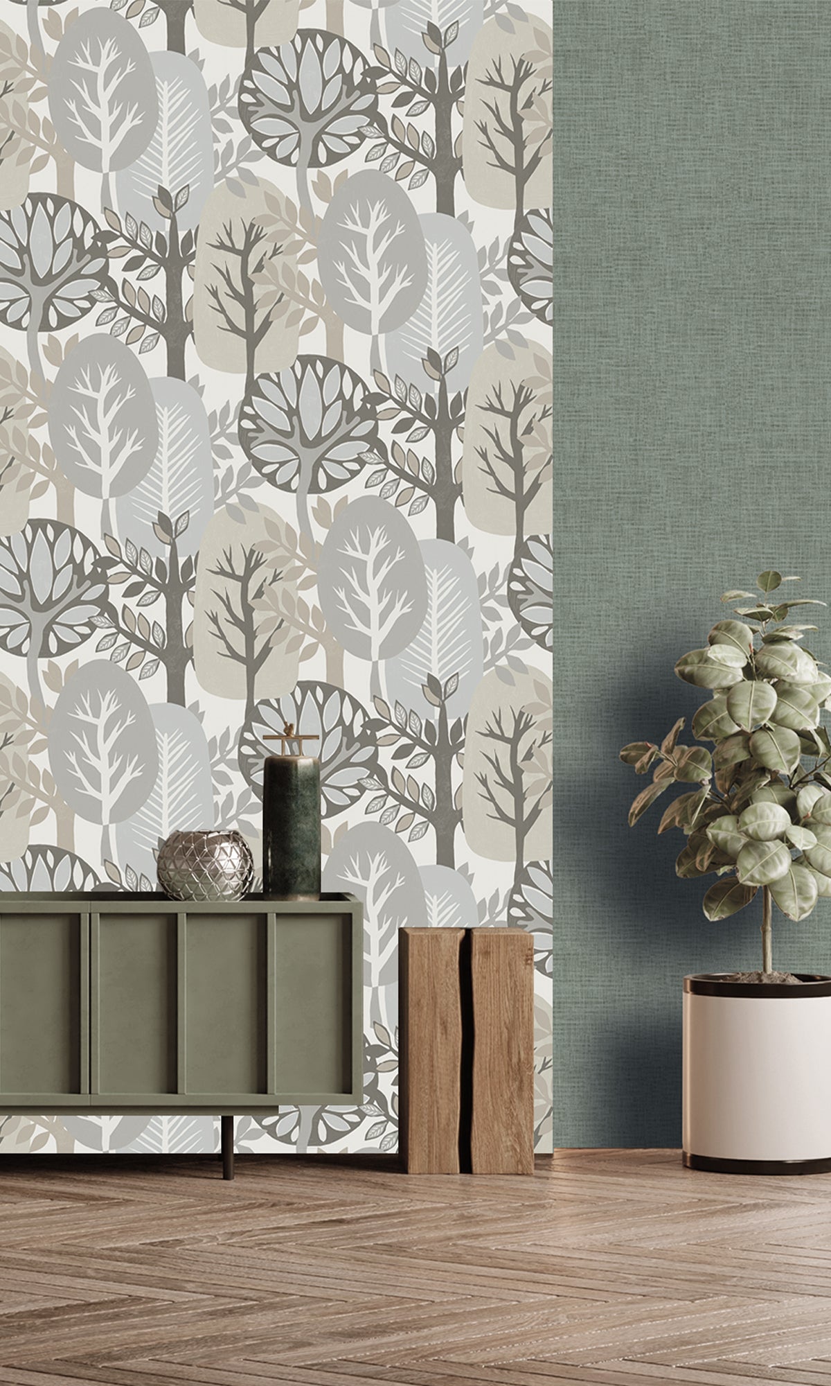 Willow Springs & Bearsuit Grey Nature's Forest Wallpaper R9991