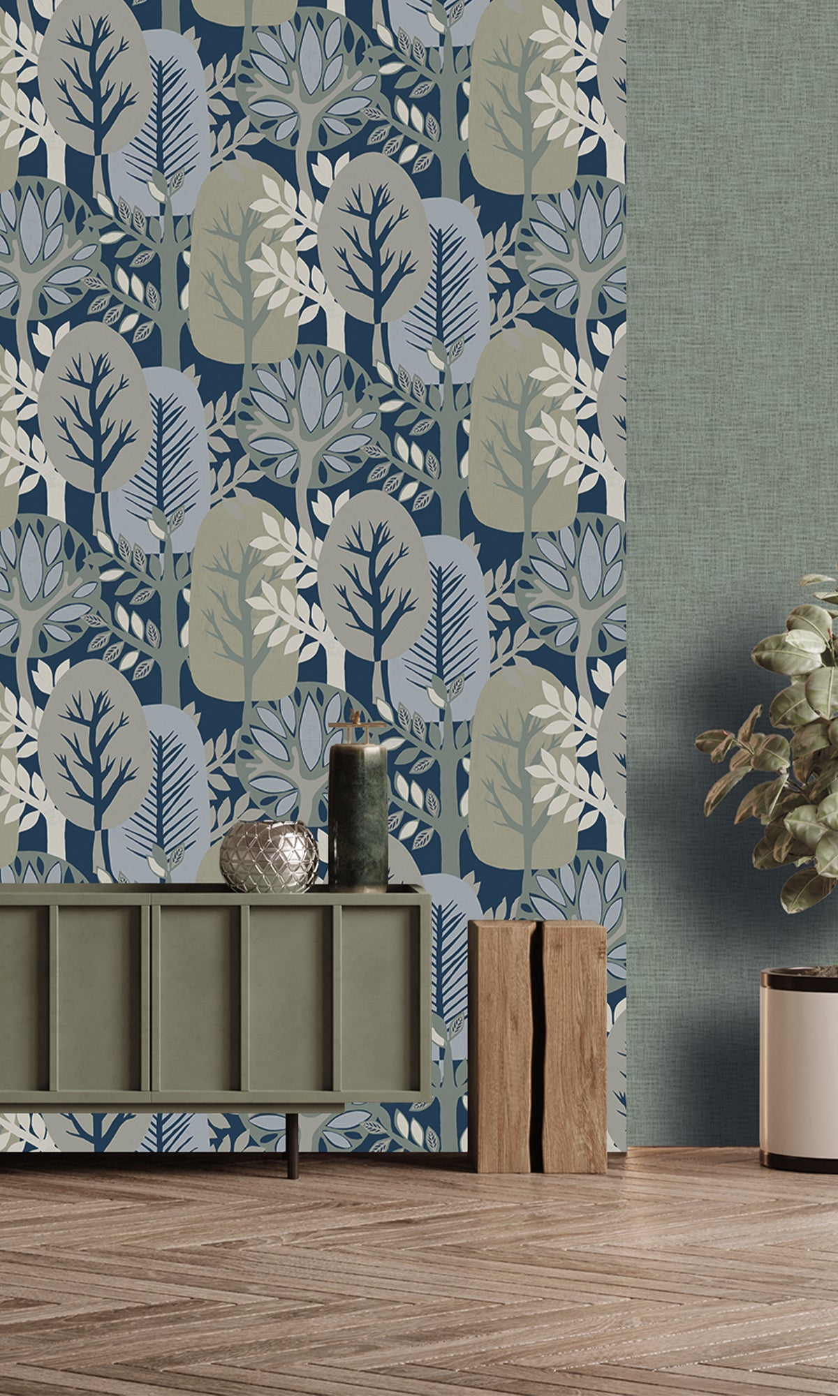 Dily Blue & Lemon Grass Nature's Forest Wallpaper R9995