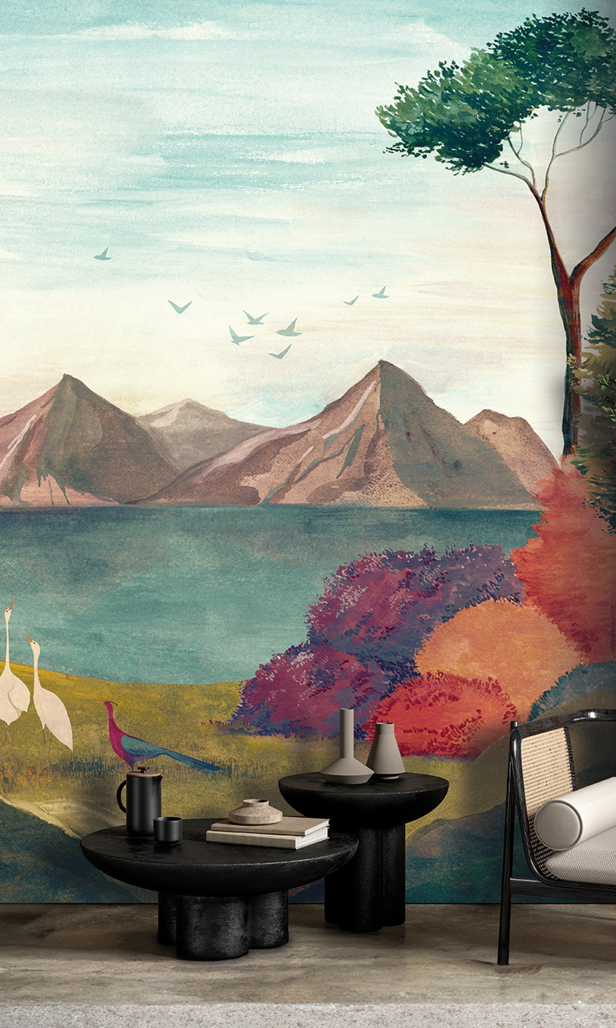 Multicolor Oriental Landscape Wallpaper RM9038