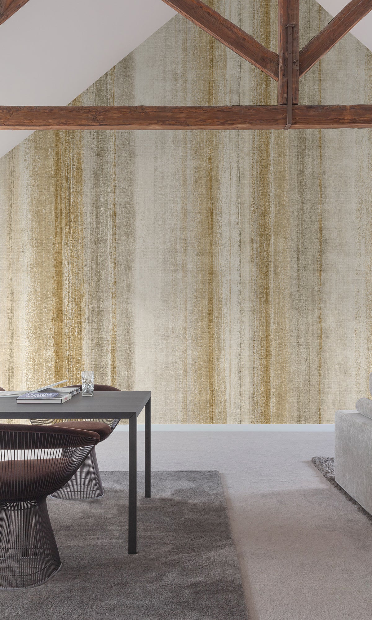 Albescent White Watercolor Stripe Wallpaper RM9049