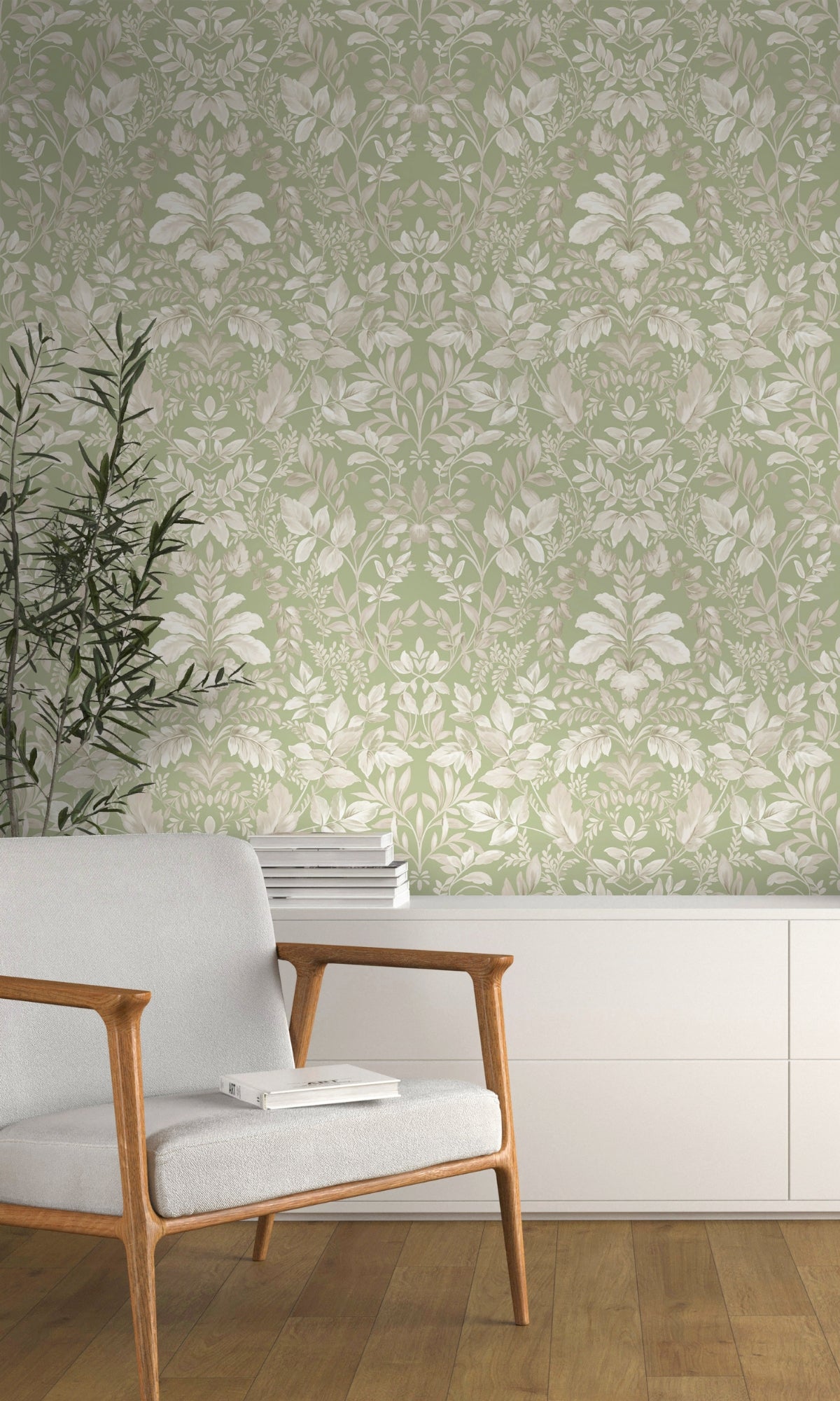 Sage Lush Overgrown Botanical Wallpaper R8822
