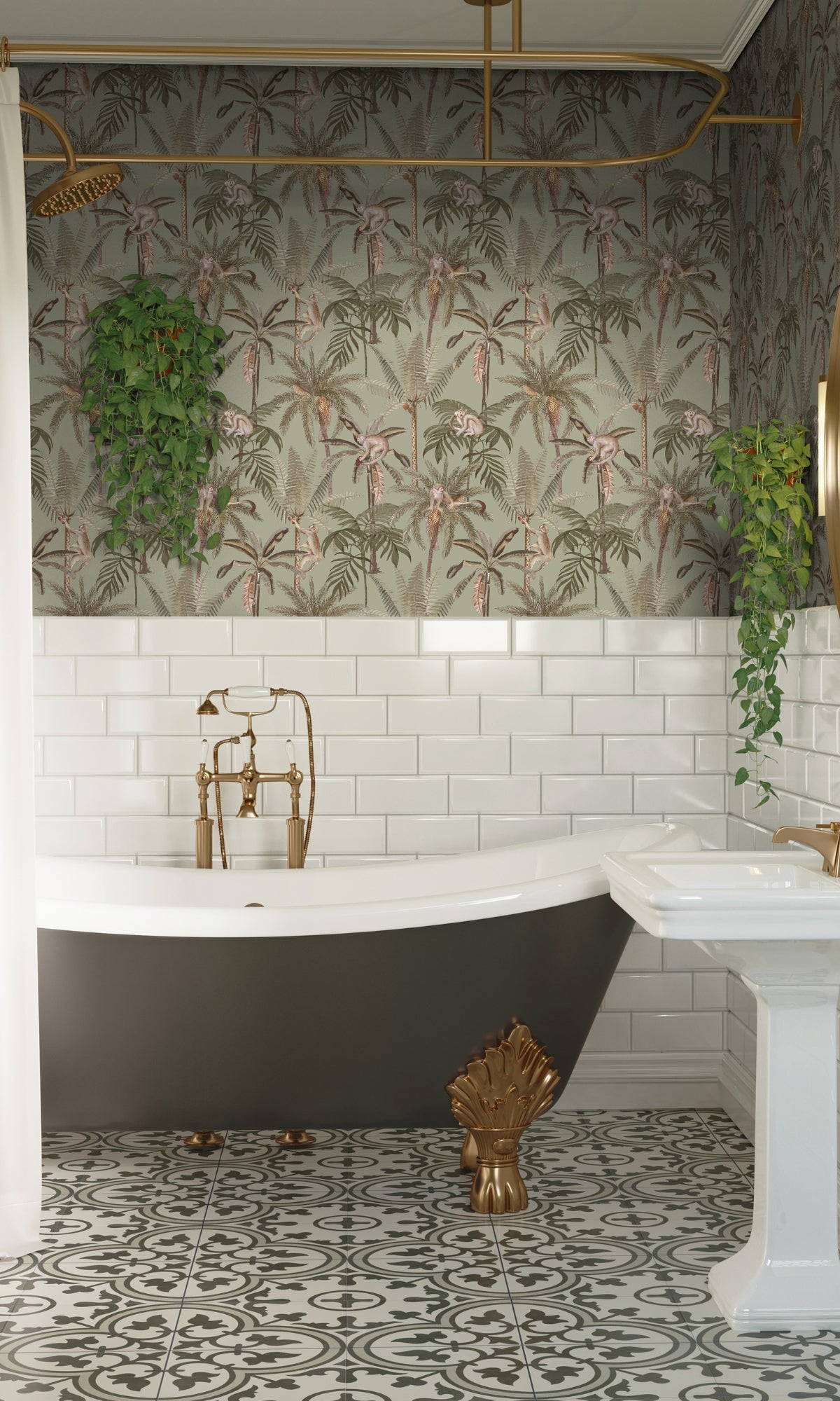 Sage Monkey Climbing in the Trees Tropical Wallpaper R8999