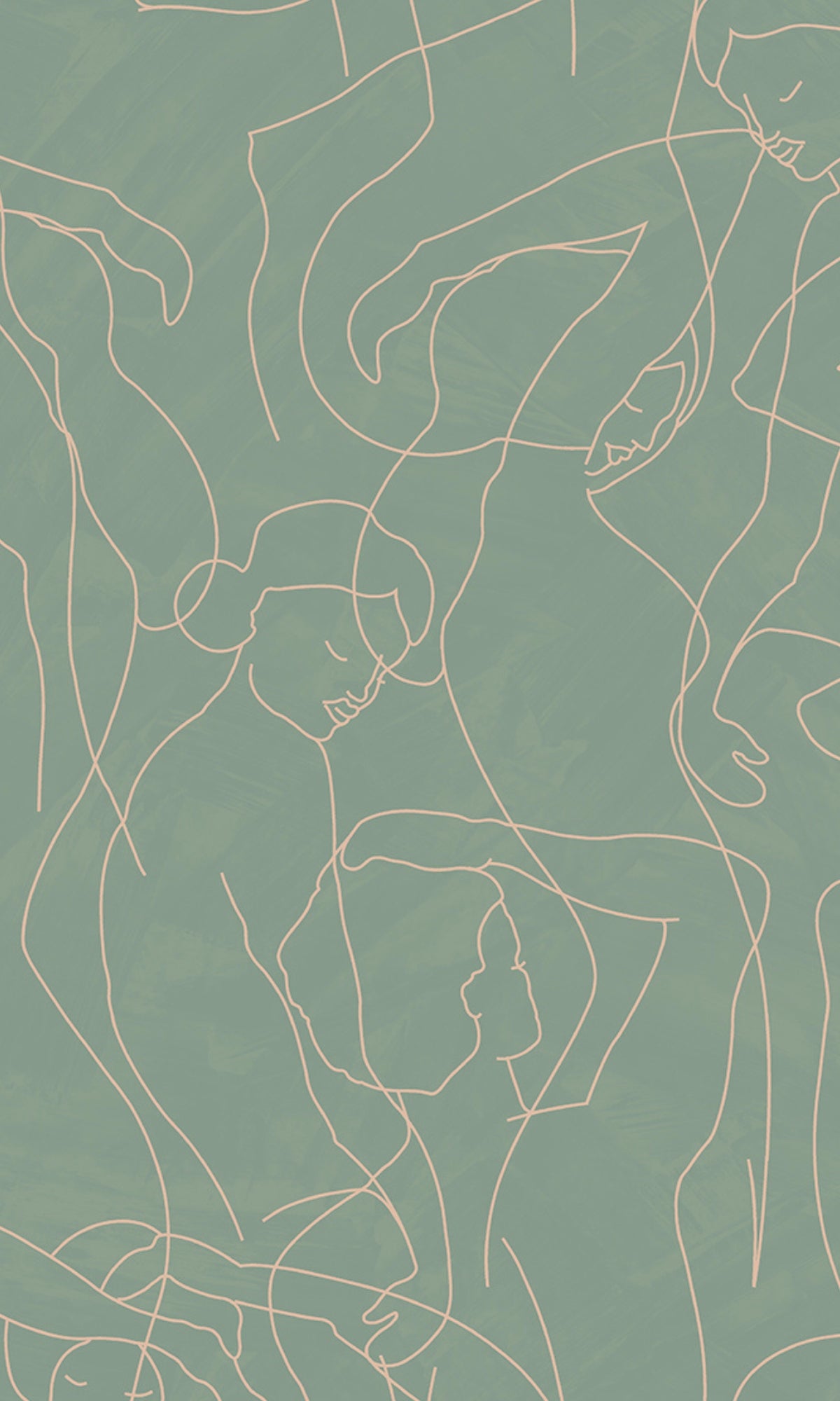 Sea Green Abstract Model Lines Non-Woven Wallpaper R9179