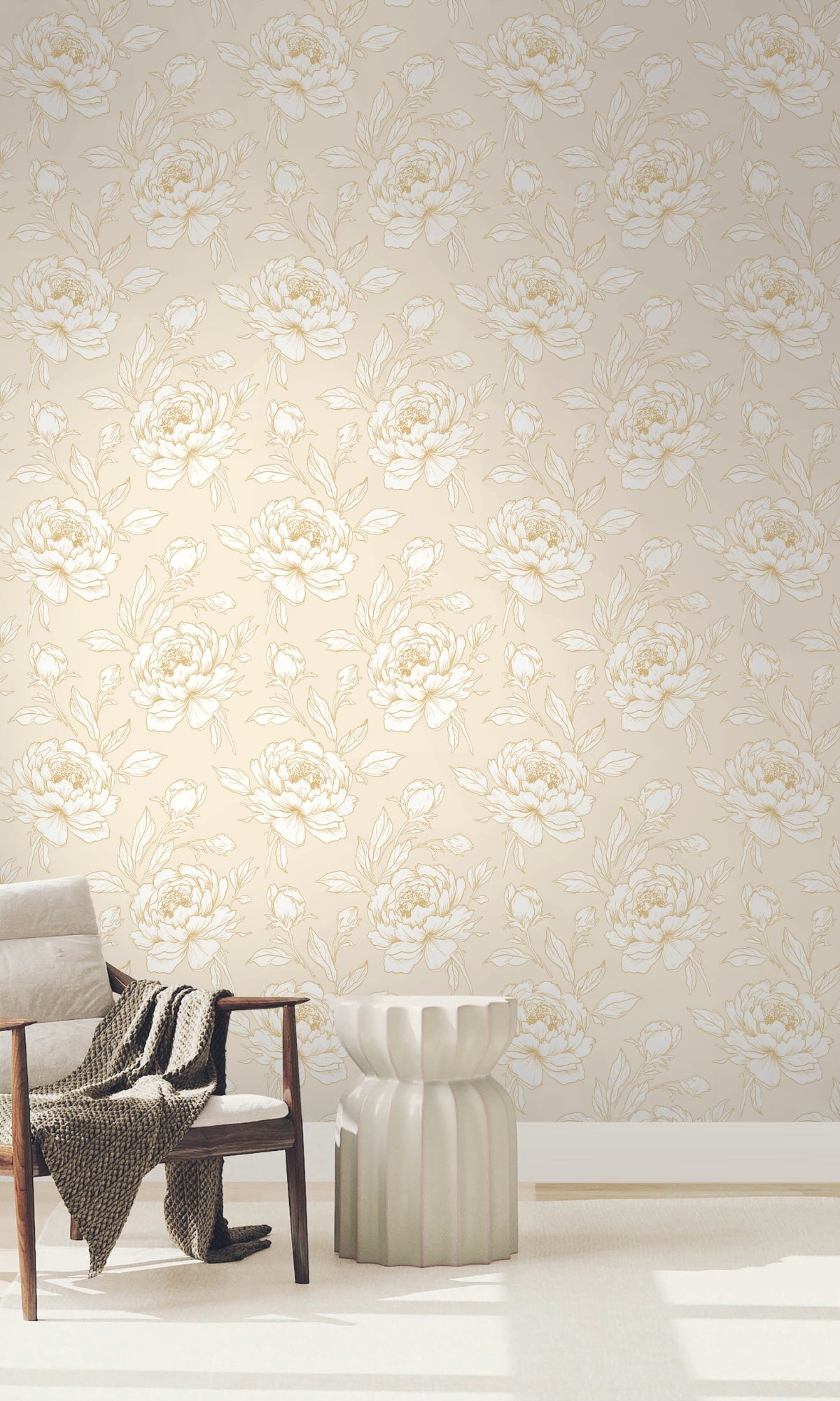 Seaside Sand Bold Floral Abstract  Design Wallpaper R8509