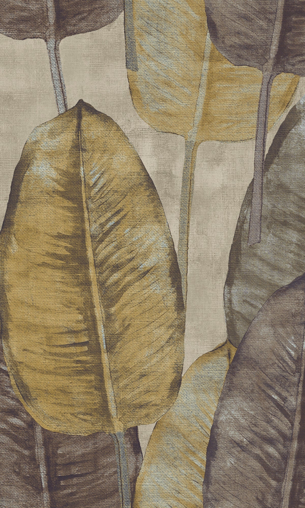 Stone Rubber Leaves Botanical Wallpaper R8251